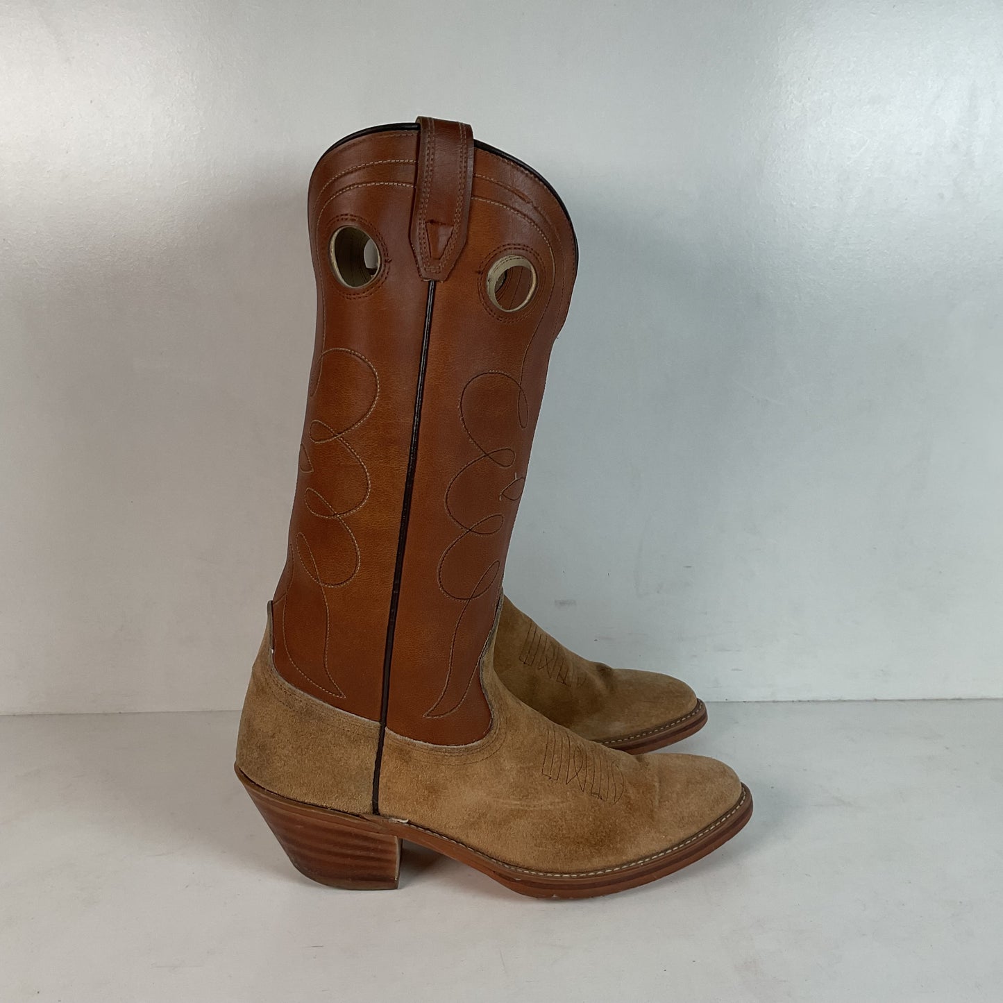 Vintage Dingo Acme Men’s Suede Rough Out Buckaroo Cowboy Boots 8 B USA Made