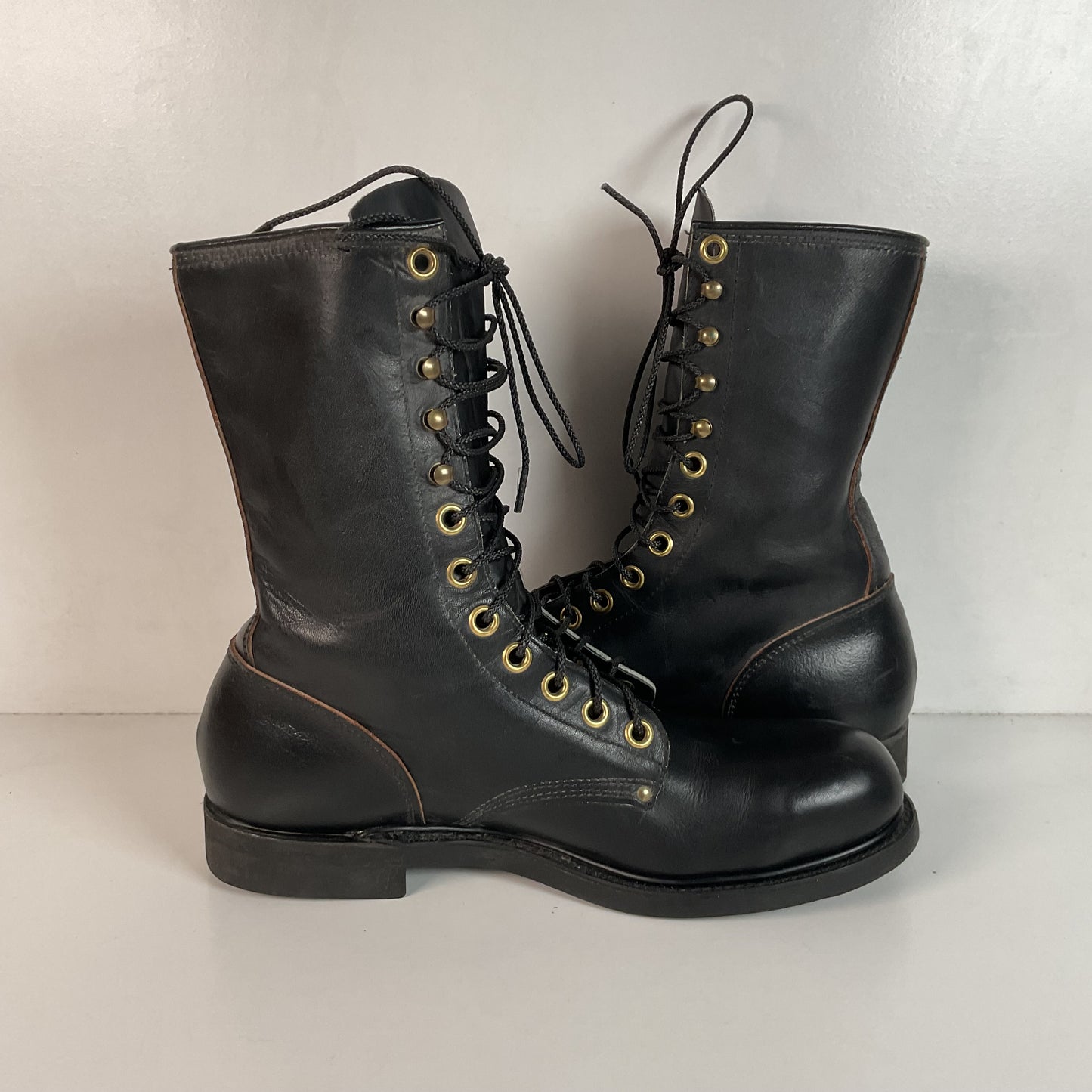 Vintage 1960s Leigh Linesman Boots 10 D USA Made Safety Toe
