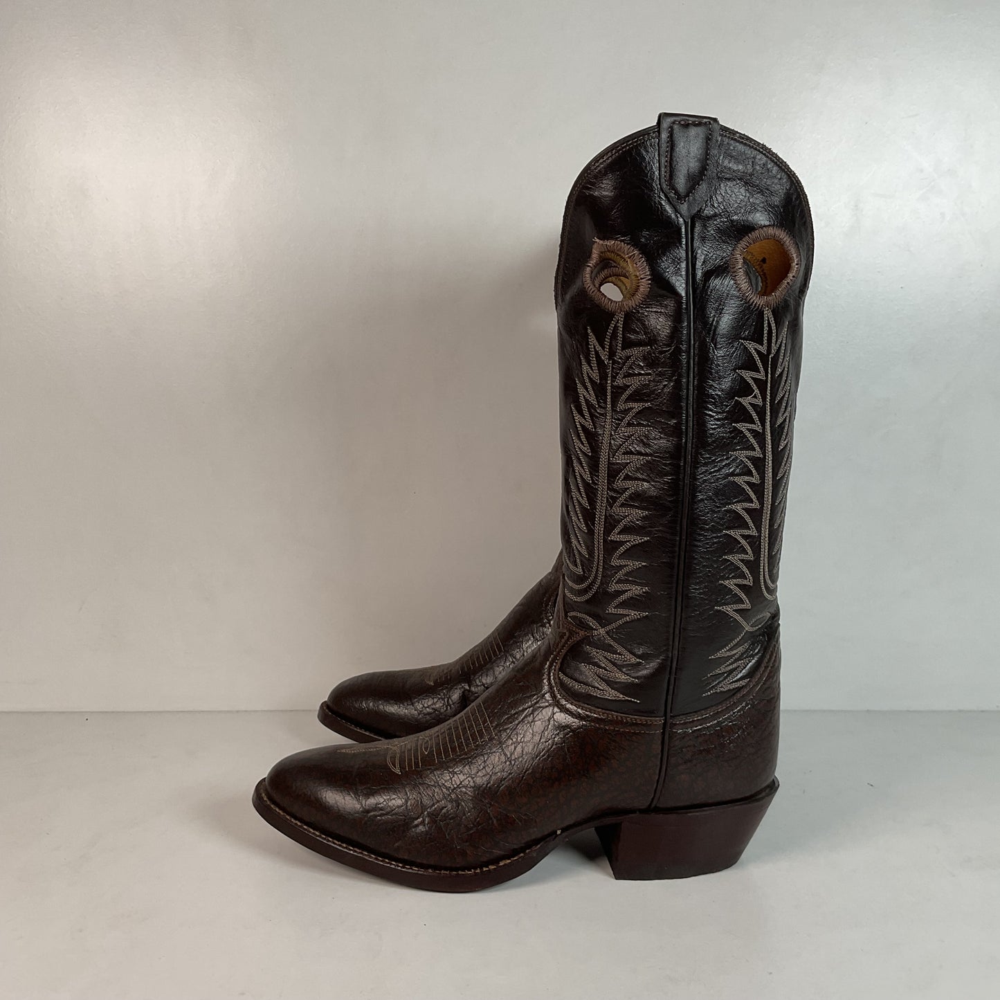 Vintage Tony Lama Caribou Cowboy Boots 8.5 EE Gold Label Exotic Buckaroo