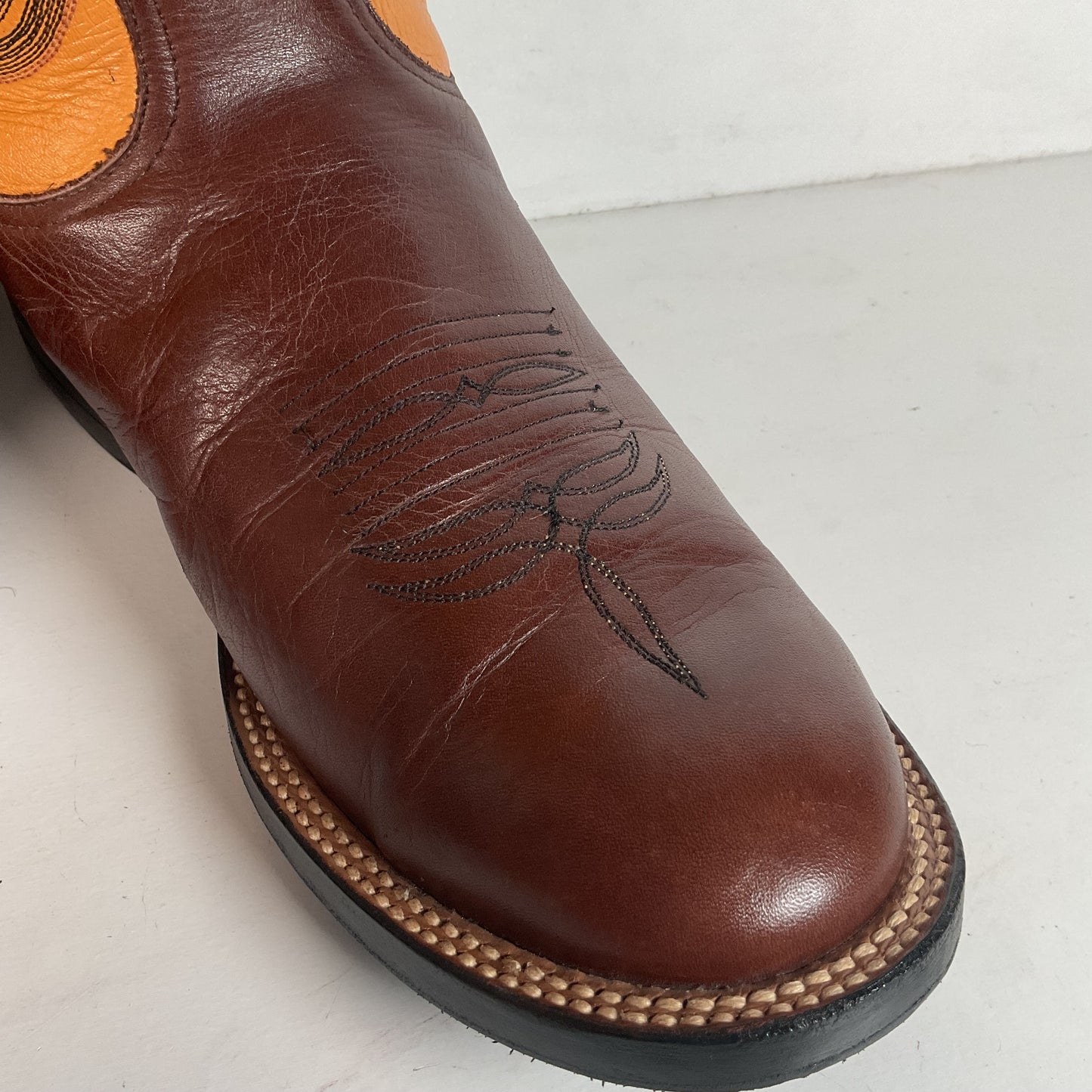 Anderson Bean Leather Roper Western Boots 9 D Mango Yellow USA Recraft