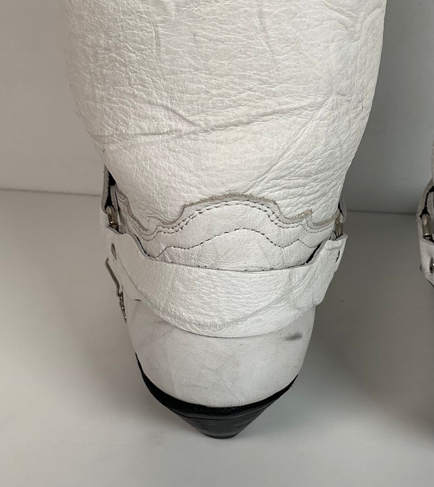 Abilene Wedding White Western Harness Boots 7.5 M Cowgirl