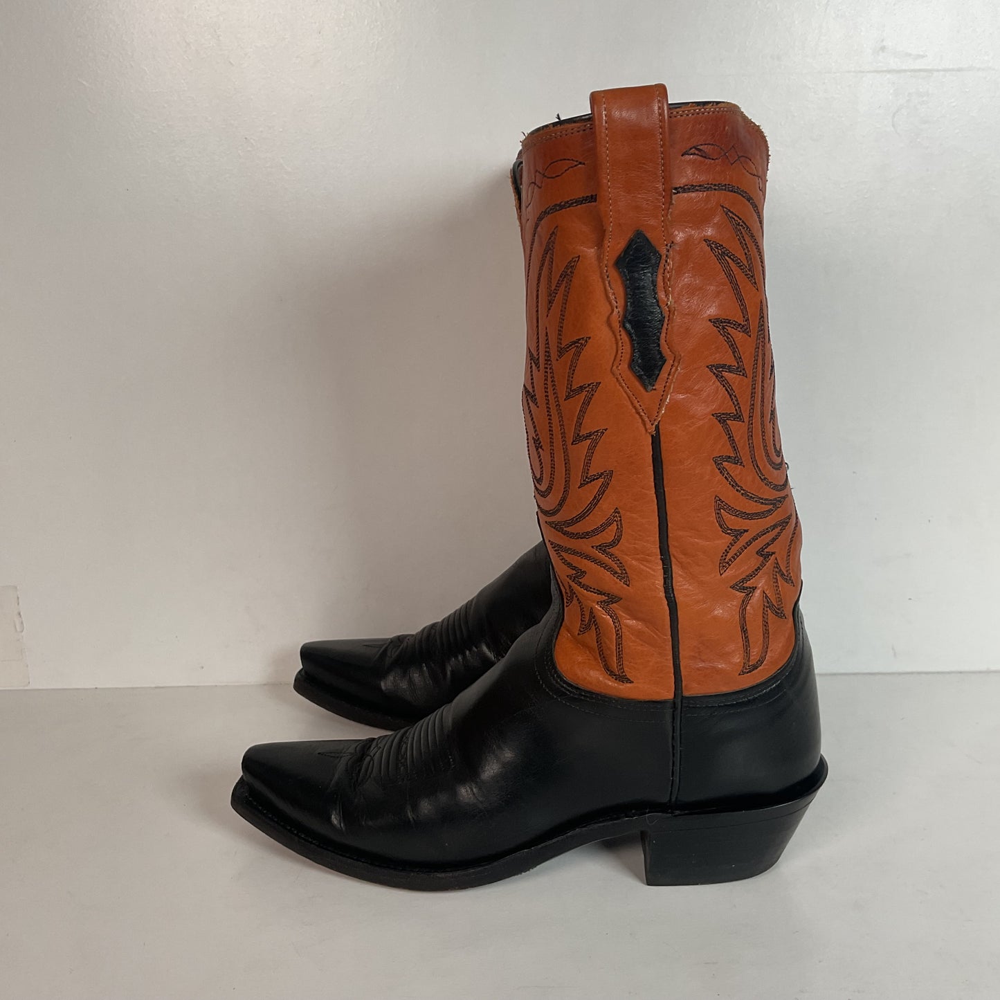 Lucchese 1883 Leather Cowgirl Boots 6.5 B Stitched Rust Brown