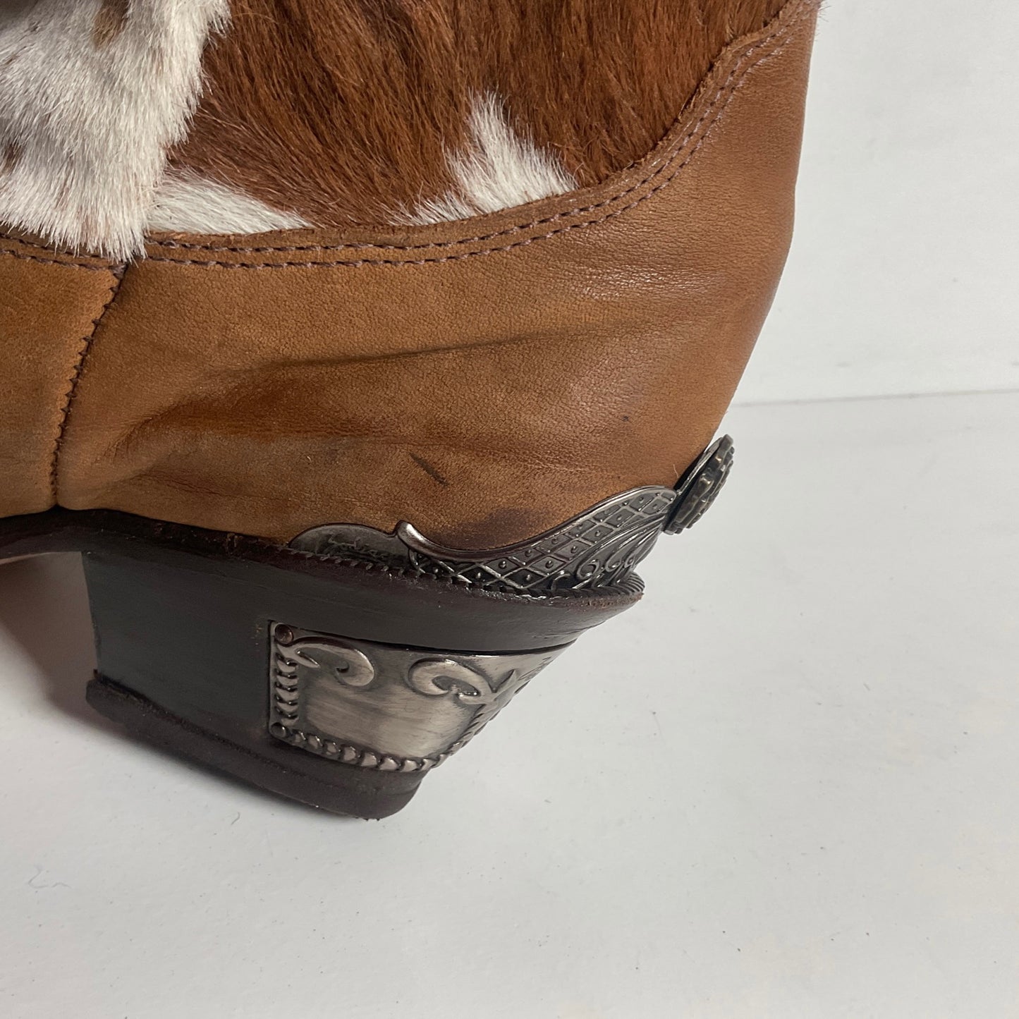 Vintage Zodiac Calf Hair On Cowhide Pony Cowgirl Boots 7.5 M Nubuck Suede