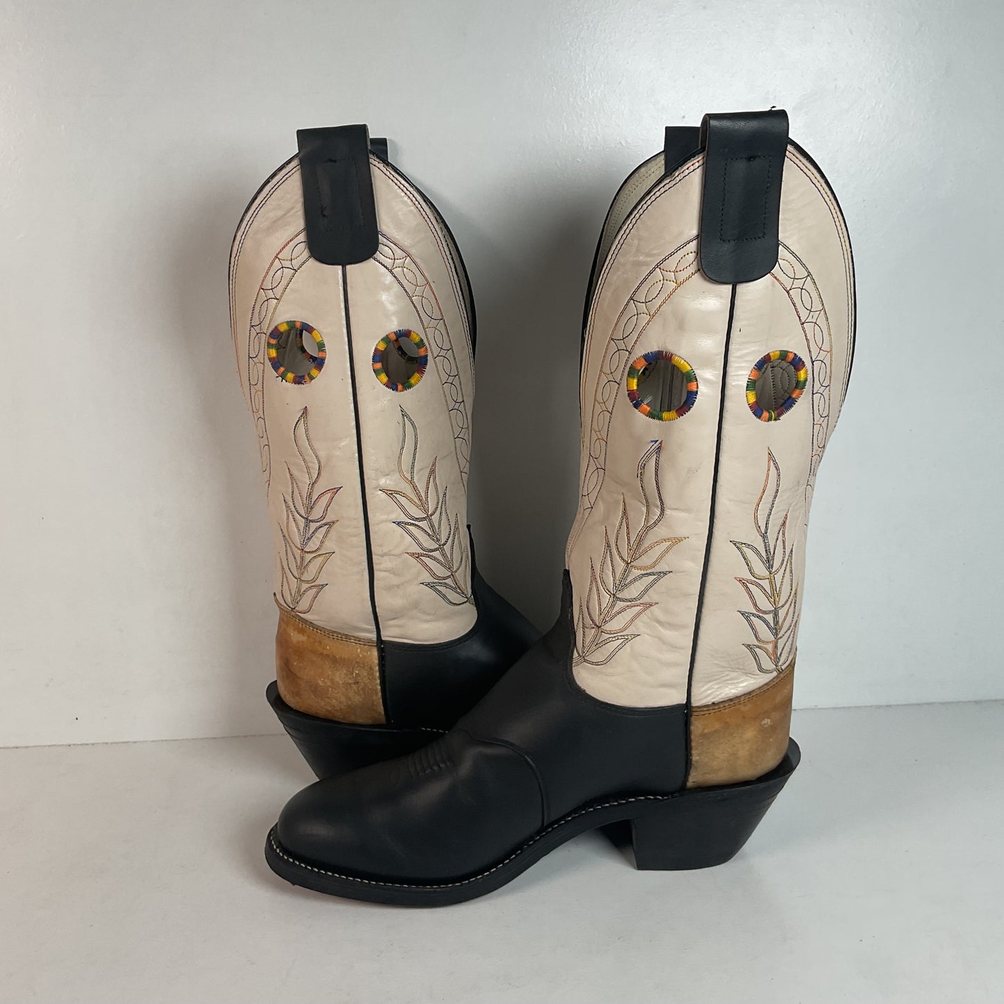 Olathe Rough Stock Cowboy Boots 10 D Black Mule Skin USA Made