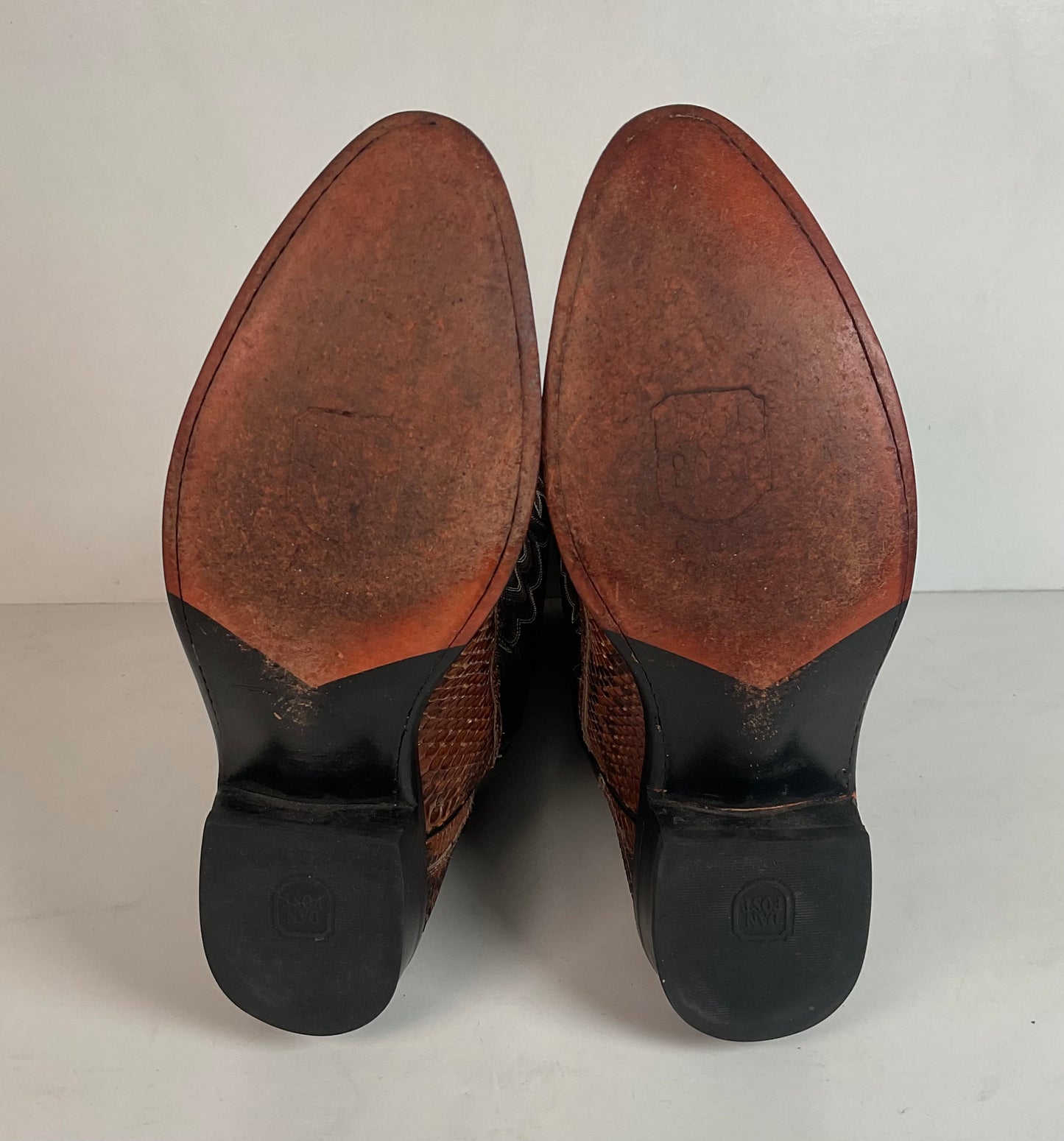 Dan Post Rust Brown Python Snakeskin Cowboy Boots 9 D Back Cut