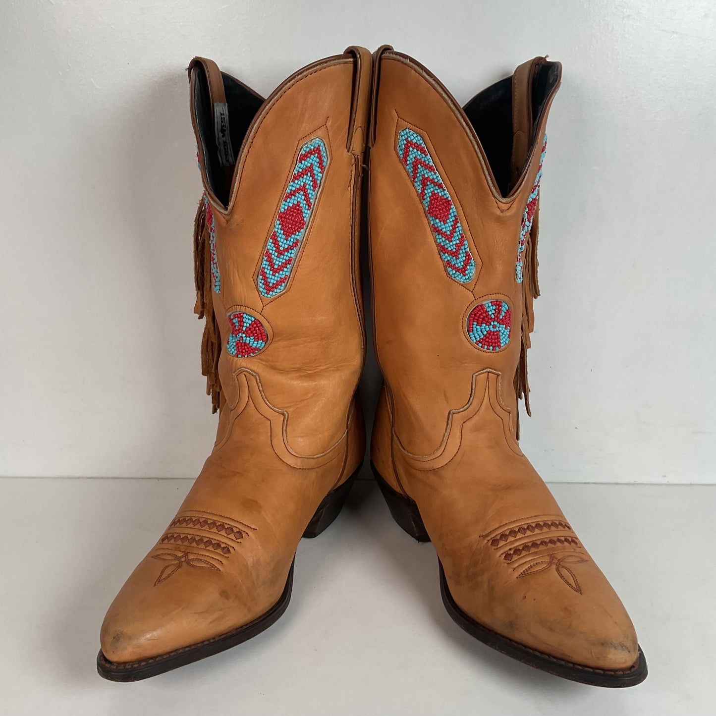 Vintage Code West Navajo Fringe Cowgirl Boots 8.5 M USA Made