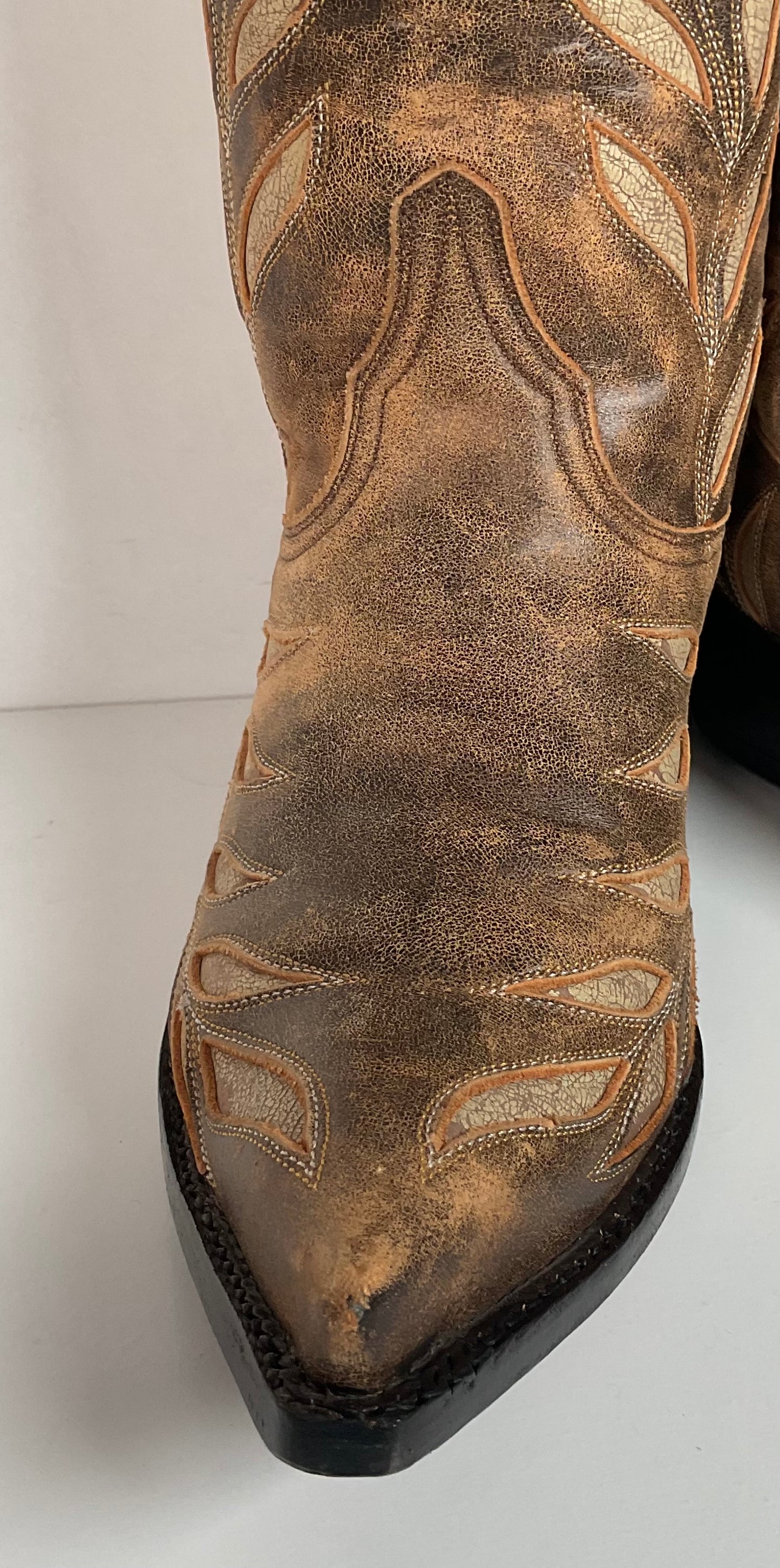 Old Gringo Cowgirl Boots 7 B Tooled Leaf Inlay Recrafted