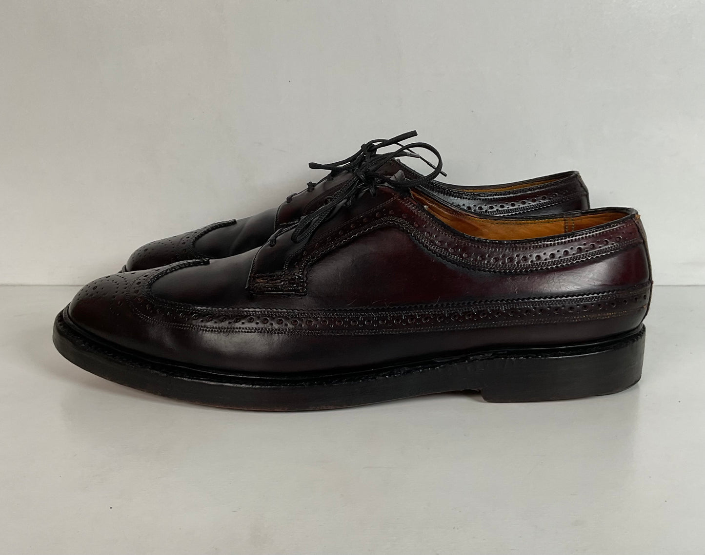 Early Florsheim Imperial Kenmoor Derby Shoes 10 C Shell Cordovan