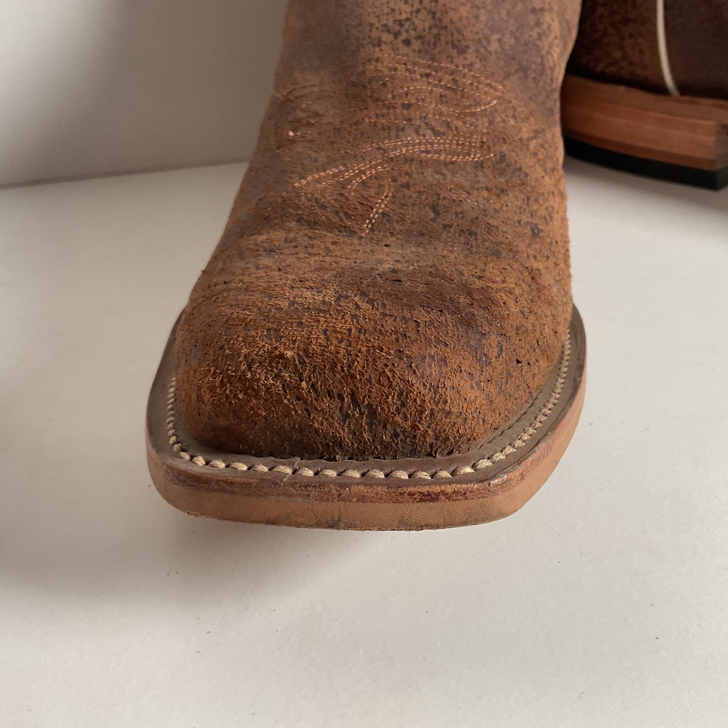 Olathe Pig Skin Suede Cowboy Boots 18 B (Narrow) Rough Out Custom