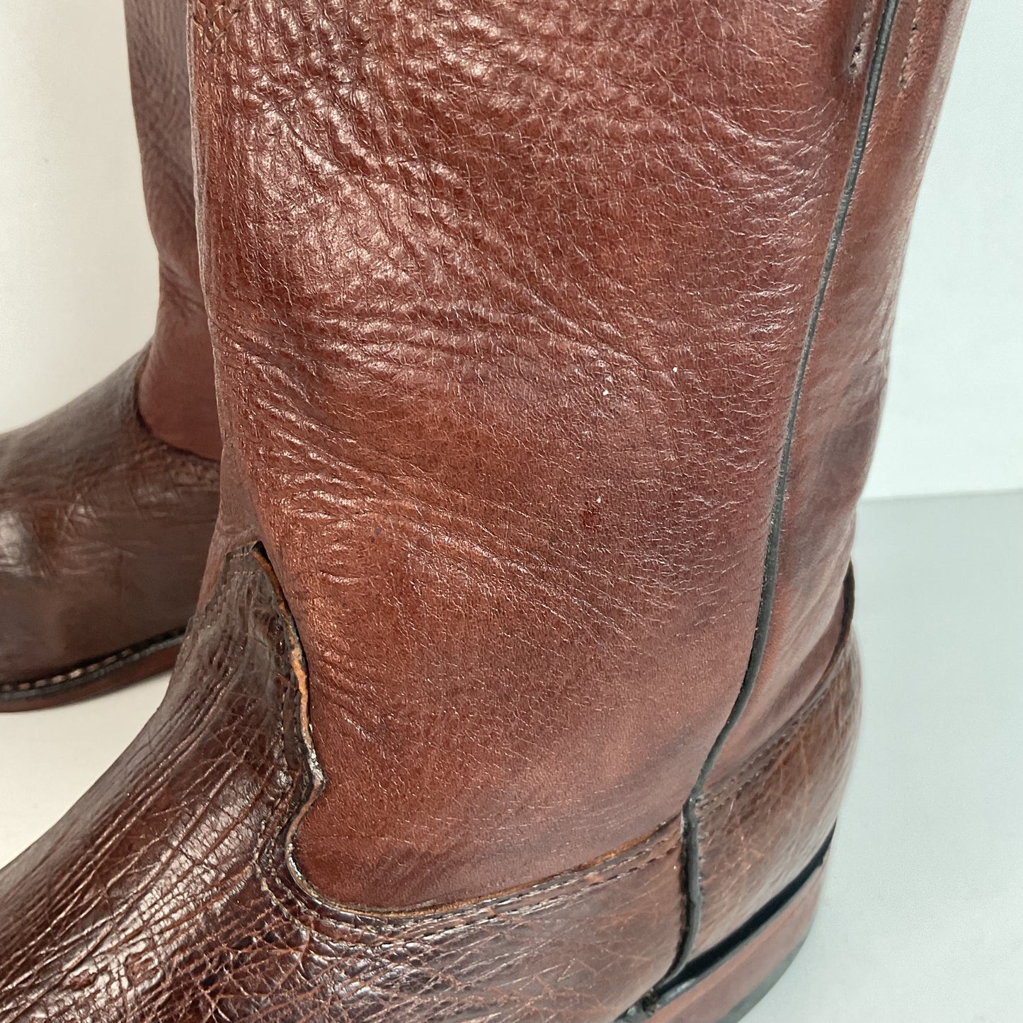 Vintage Larry Mahan Smooth Ostrich Roper Boots 12 D Exotic
