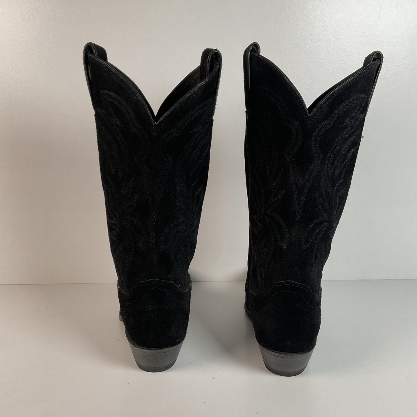 Vintage Justin Suede Cowgirl Boots | USA Made | Rough Out | Black | 5.5 B