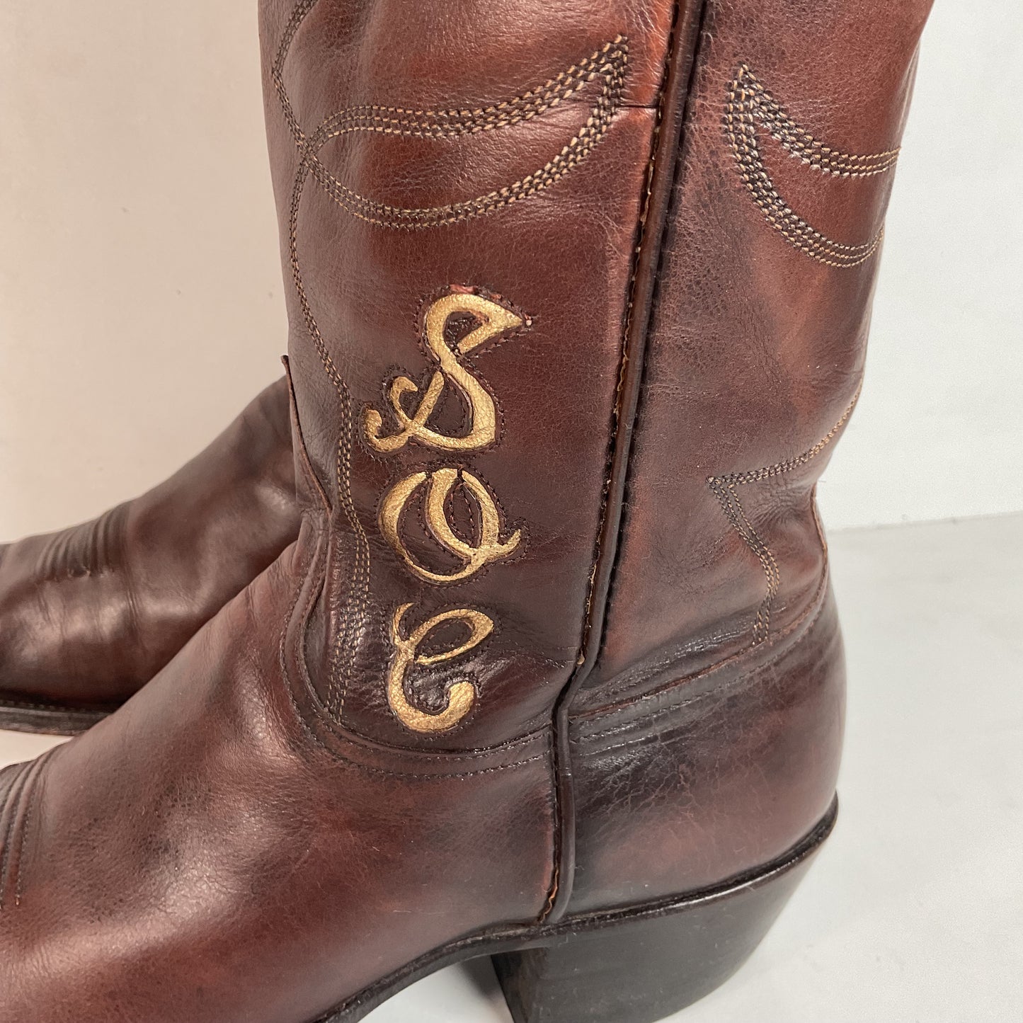 Vintage Rocky Carroll Custom Cowgirl Boots 8-8.5 Texas Americana