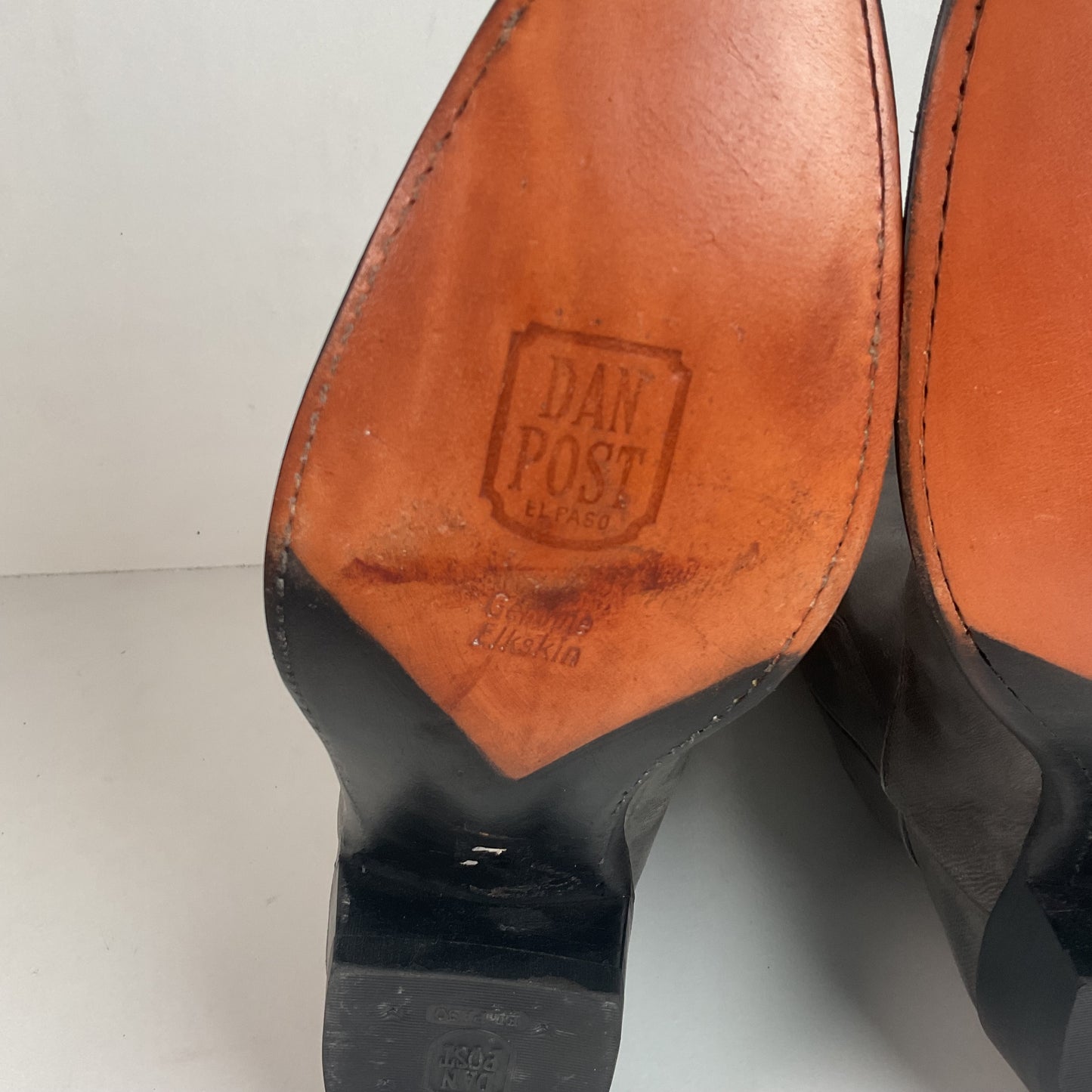 Vintage Dan Post Grey Elk Skin Cowboy Boots 10.5 D USA Made Old Label