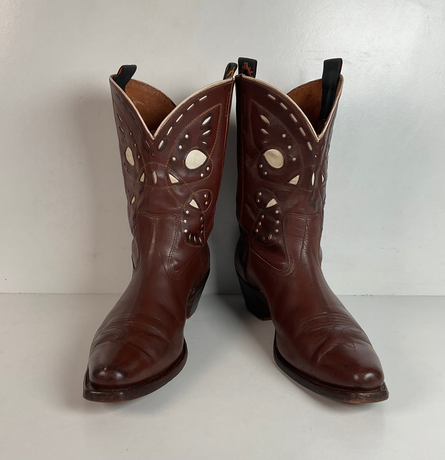 1940s Men’s Goding Pee Wee Cowboy Boots 10.5 D Butterfly Inlay