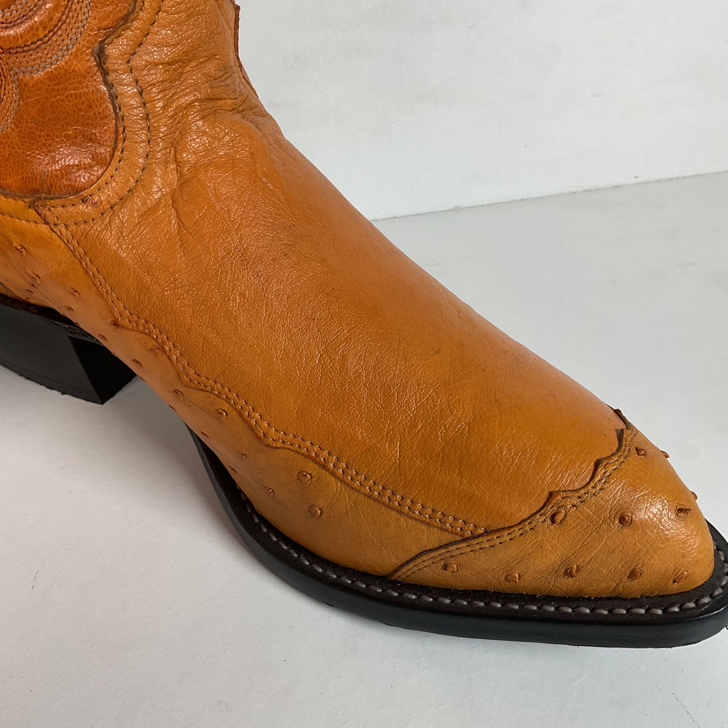 Tony Lama Butterscotch Ostrich Cowboy Boots 8 EE Exotic USA Made