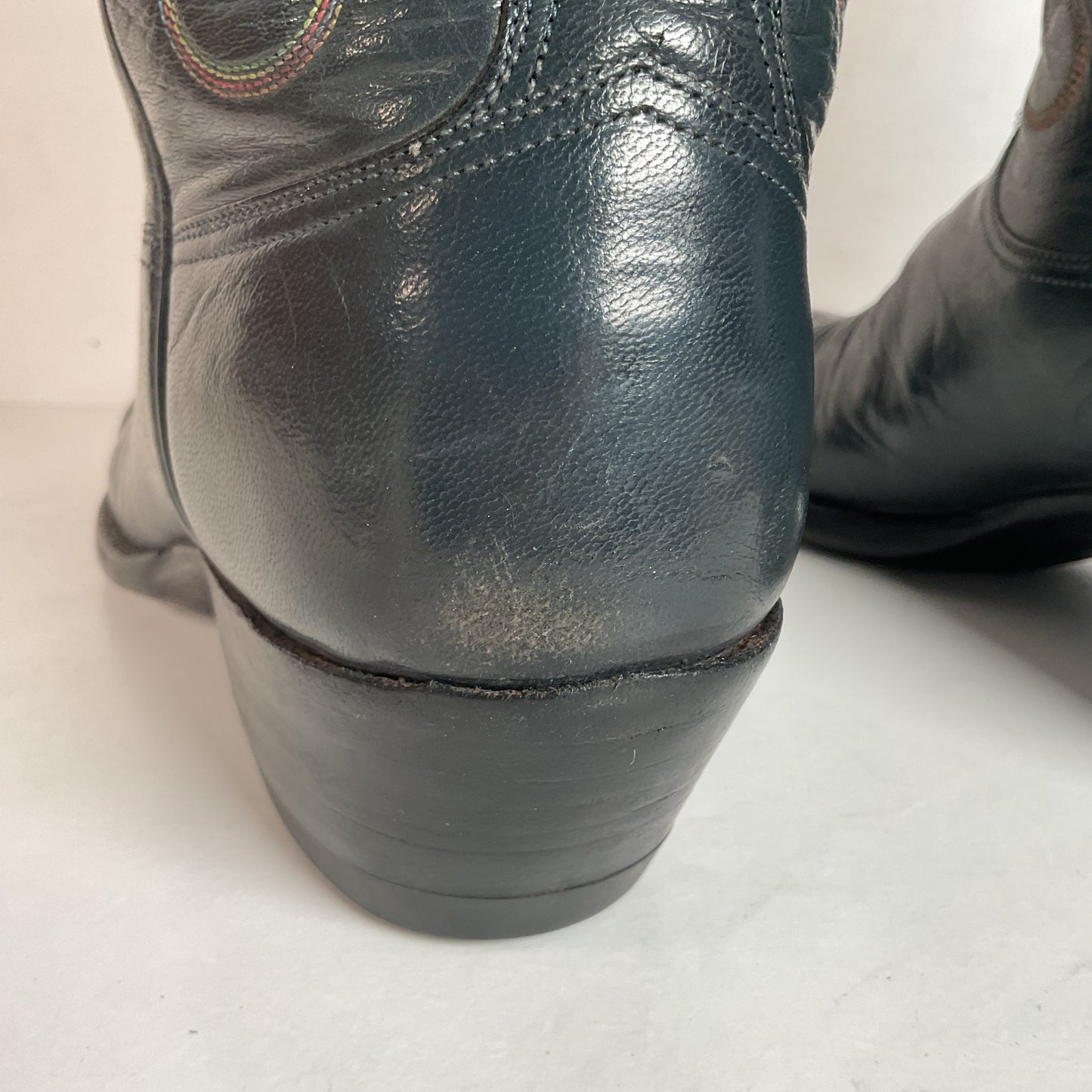 Vintage 1980s Lucchese San Antonio Navy Blue Cowboy Boots Men’s 9 B | Women’s 10