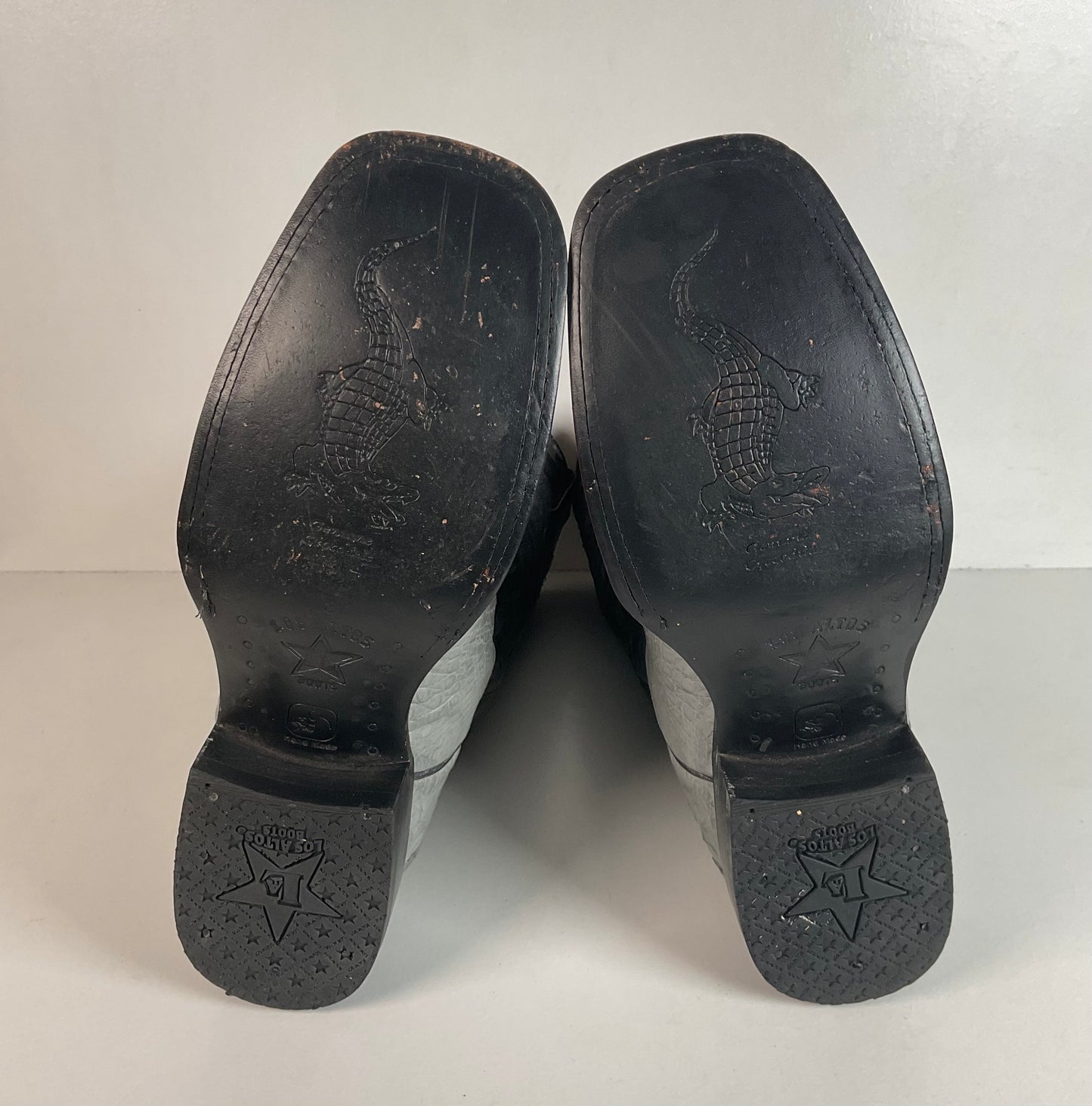 Los Altos Grey Caiman Crocodile Cowboy Boots 9 EE Exotic Belly Cut