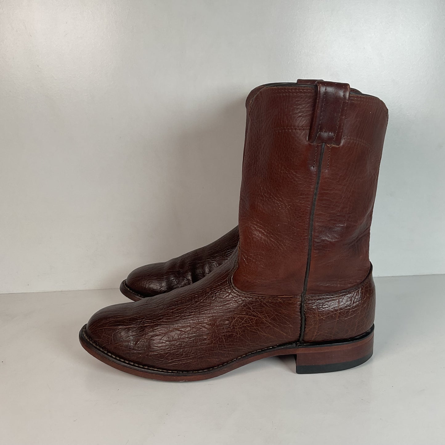 Vintage Larry Mahan Smooth Ostrich Roper Boots 12 D Exotic