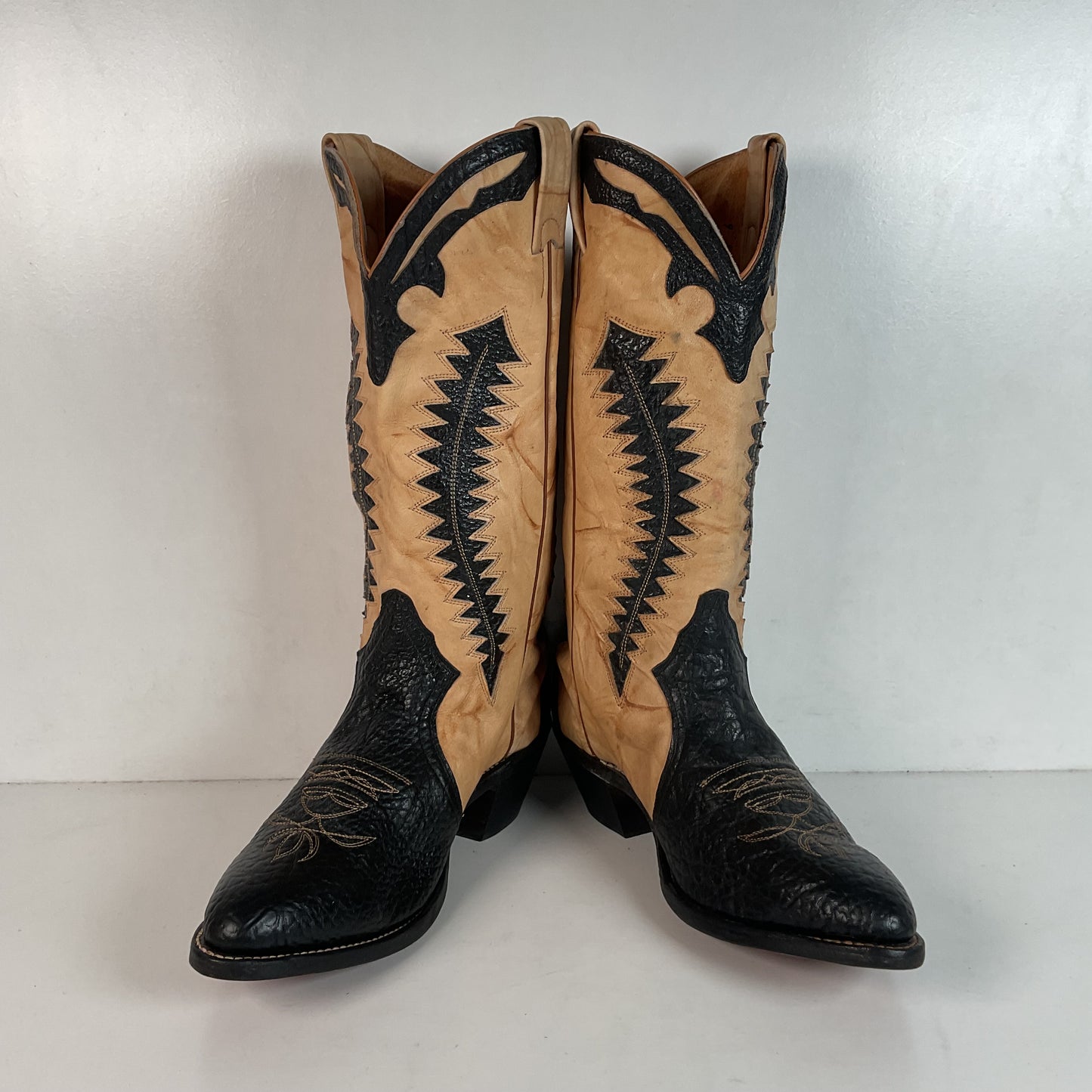 Boulet Men’s Tall Bullhide Cowboy Boots 9 E Tooled Inlay, Overlay