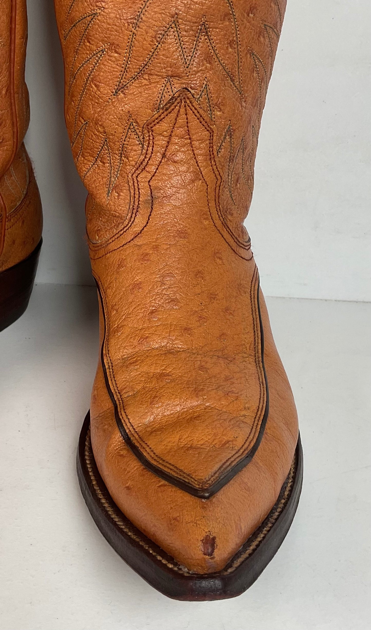 Vintage 1960s Nocona “The Astro” Cowboy Boots 9 D Full Ostrich Calf Exotic