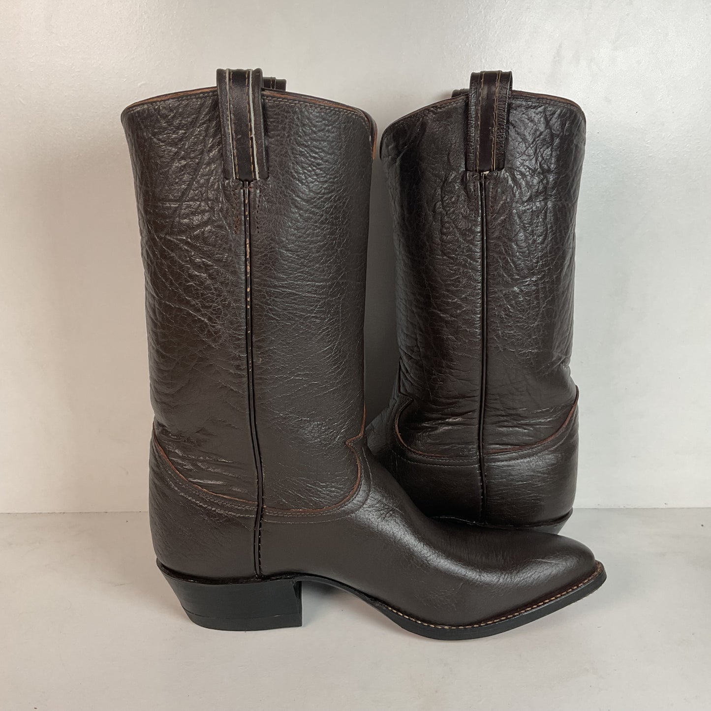 Vintage 1960s Tony Lama Water Buffalo Cowboy Boots 10 E Exotic Gold Label