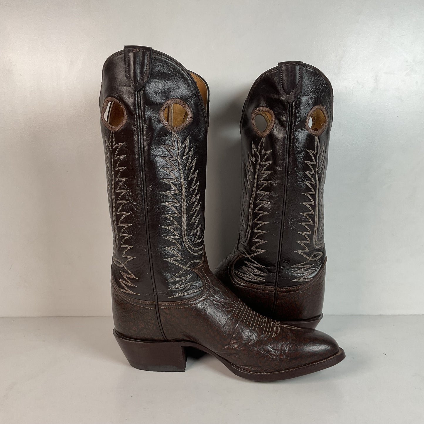 Vintage Tony Lama Caribou Cowboy Boots 8.5 EE Gold Label Exotic Buckaroo