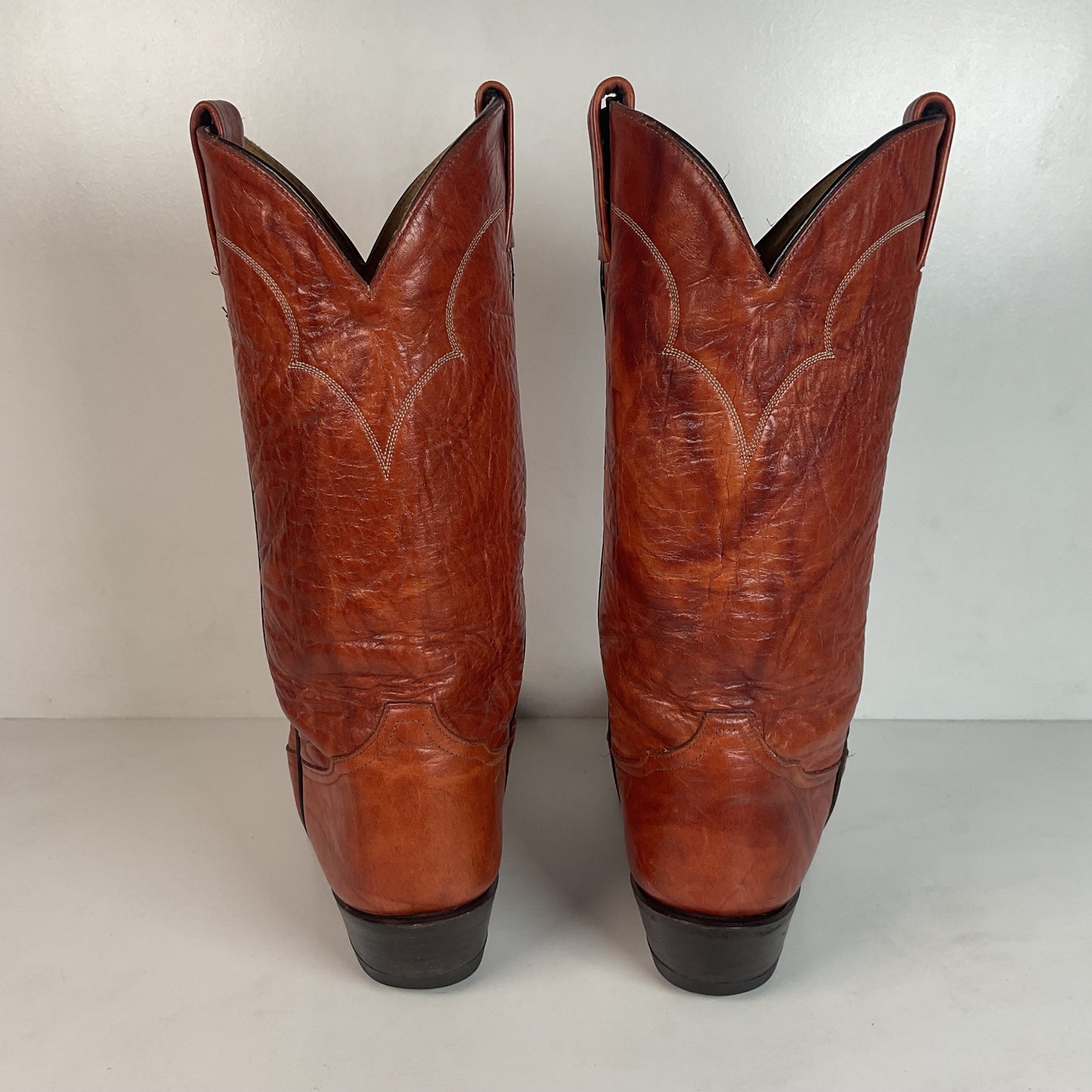 Vintage Tony Lama Chocolate Cow Cowboy Boots 8.5 EEEE Marbled Leather