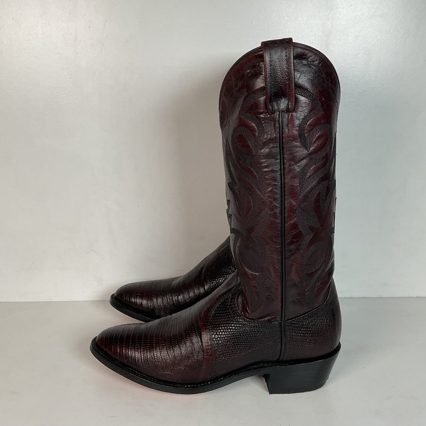 Dan Post Black Cherry Teju Lizard Cowboy Boots 8 D