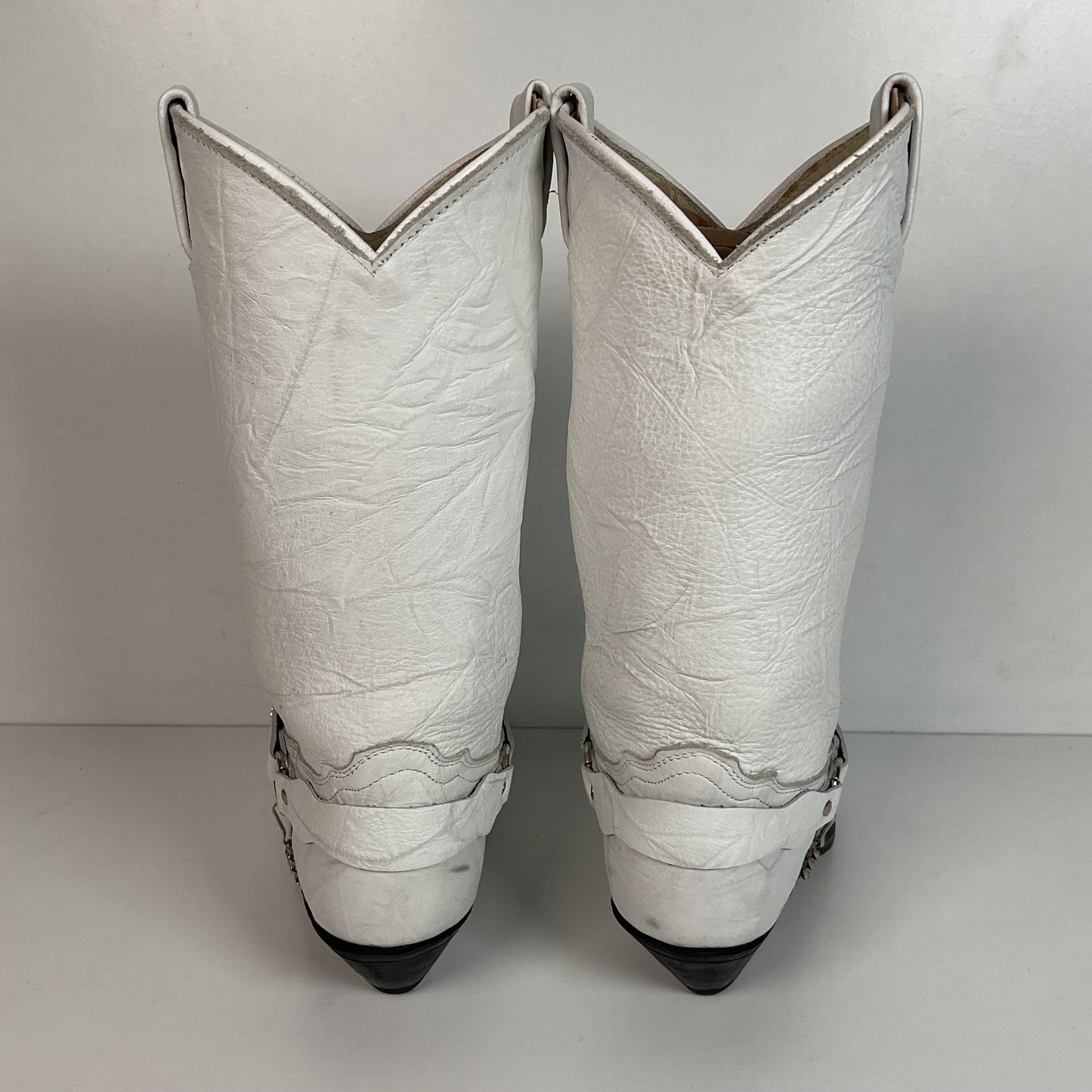 Abilene Wedding White Western Harness Boots 7.5 M Cowgirl
