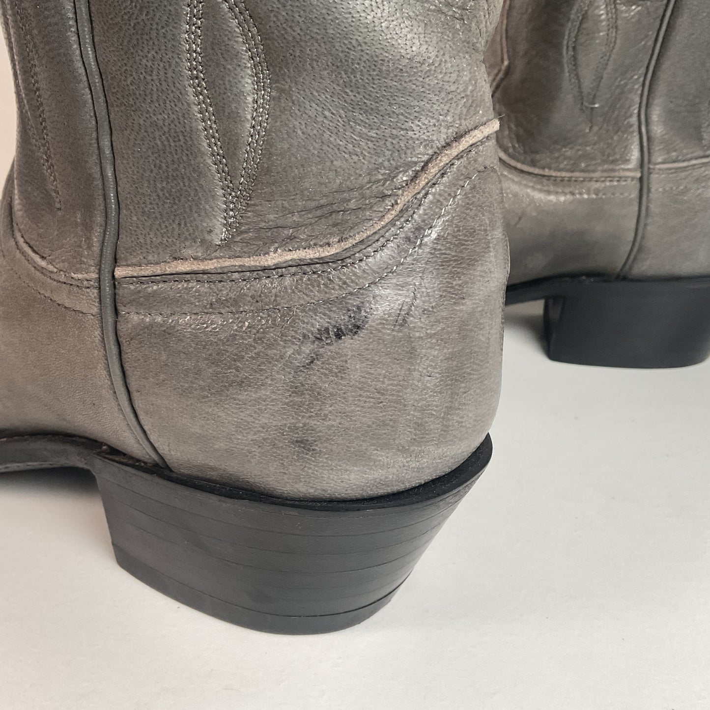 Vintage Dan Post Grey Elk Skin Cowboy Boots 10.5 D USA Made Old Label