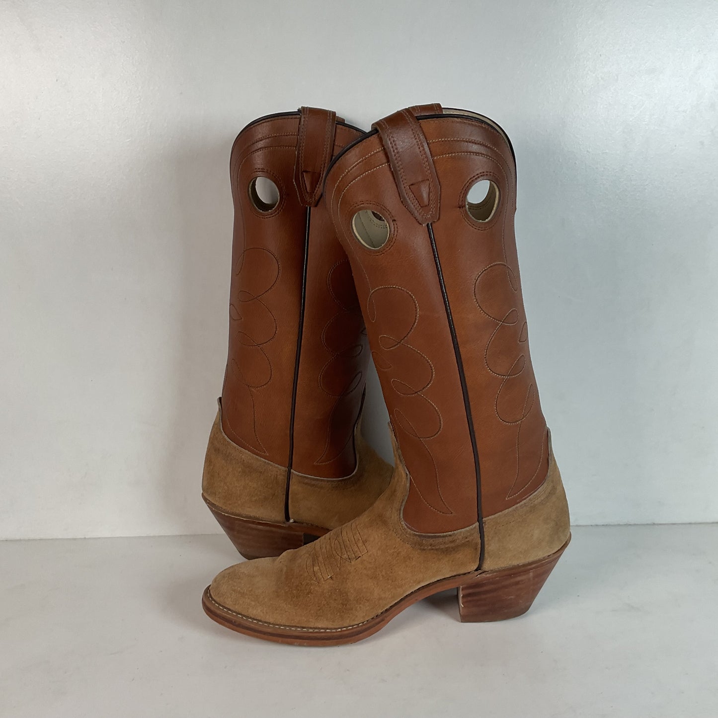 Vintage Dingo Acme Men’s Suede Rough Out Buckaroo Cowboy Boots 8 B USA Made