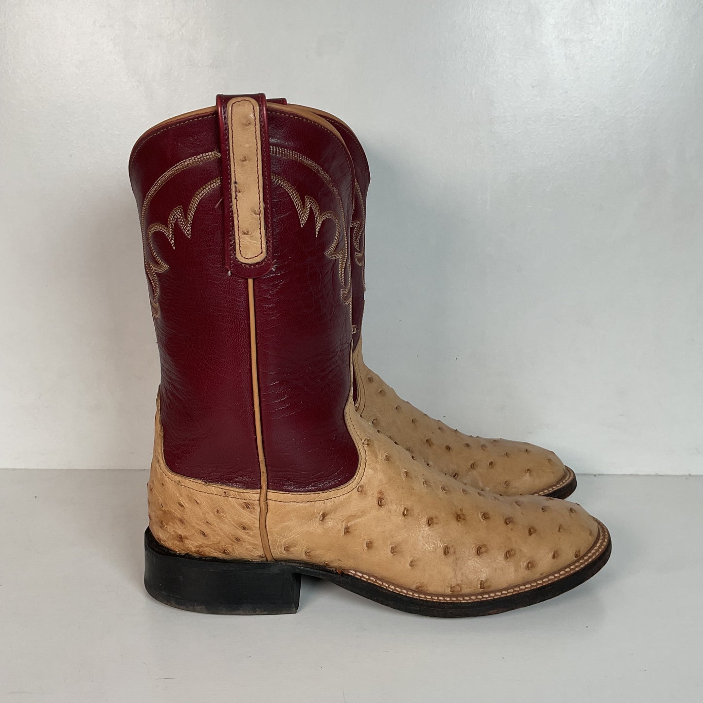 Anderson Bean Ostrich Quill Roper Boots Men’s 8 B | Women’s 9 Exotic USA Made