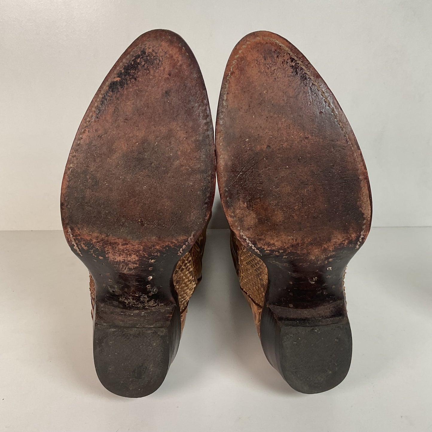 Vintage Justin Back Cut Python Cowboy Boots 8.5 D USA Made Snakeskin