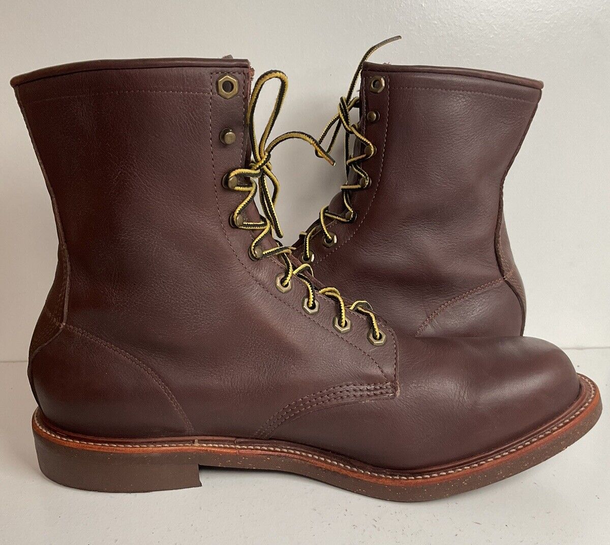 Vintage Chippewa Cork Sole Leather Boots 14 E Old Label Soft Toe