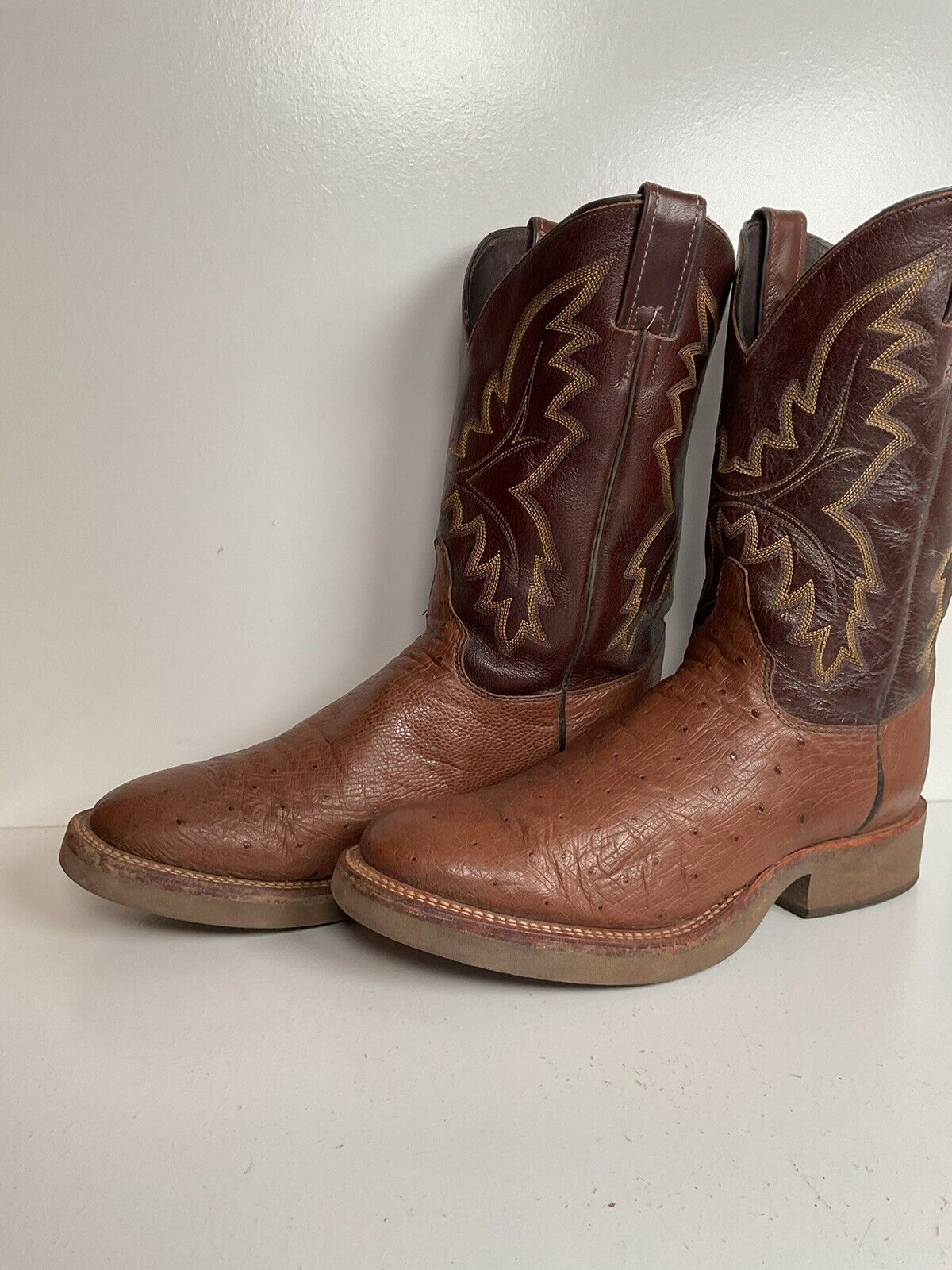 Justin Exotic Smooth Ostrich Tekno Crepe Western Work Boots 8.5 EE Sty Lake s Boot Company