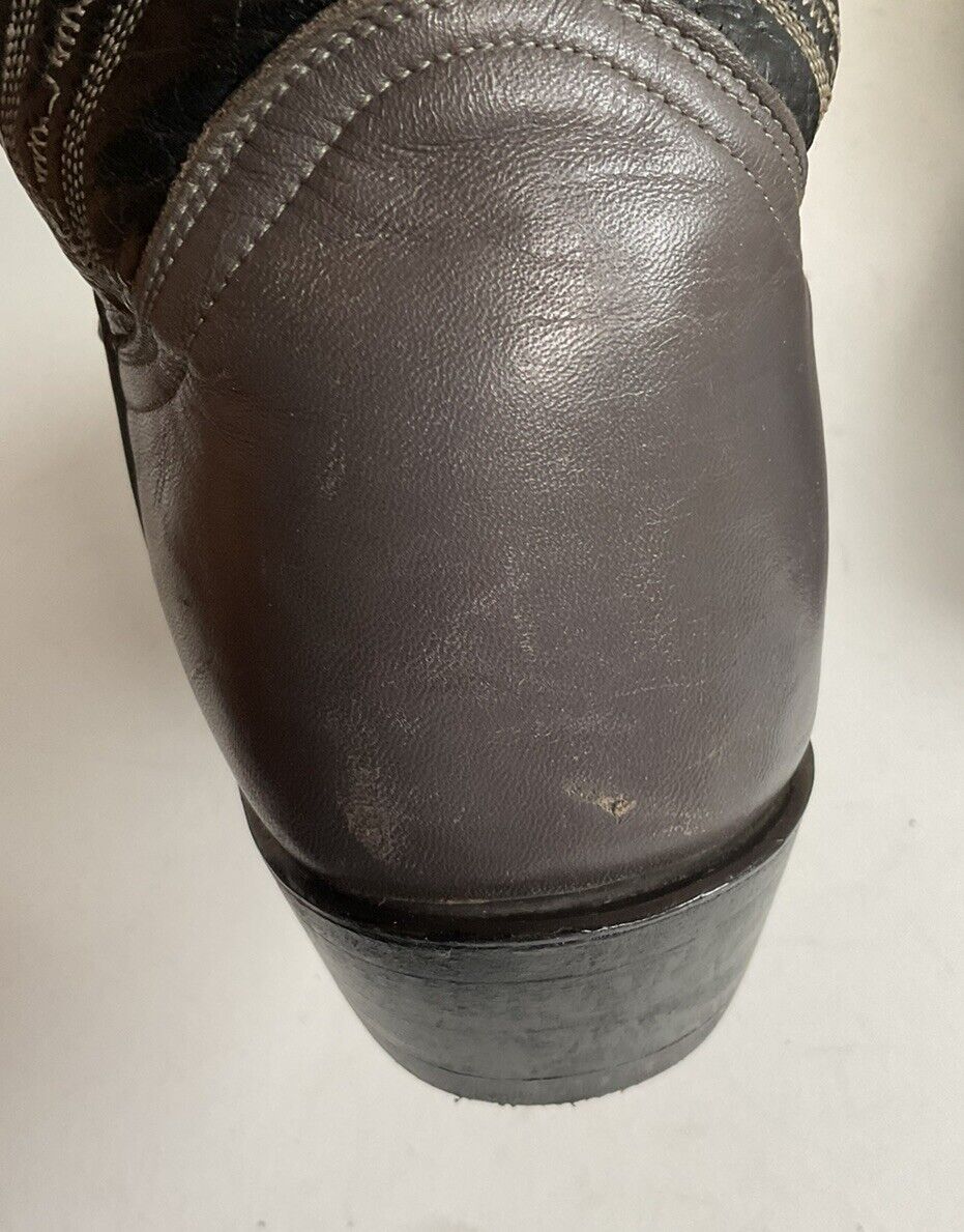 Vintage Tony Lama Grey Lizard Wingtip Cowboy Boots 10.5 D Gold Label Recraft