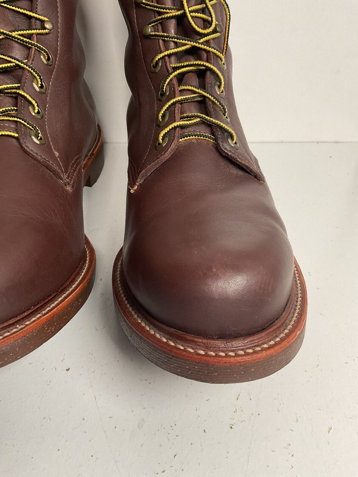 Vintage Chippewa Cork Sole Leather Boots 14 E Old Label Soft Toe