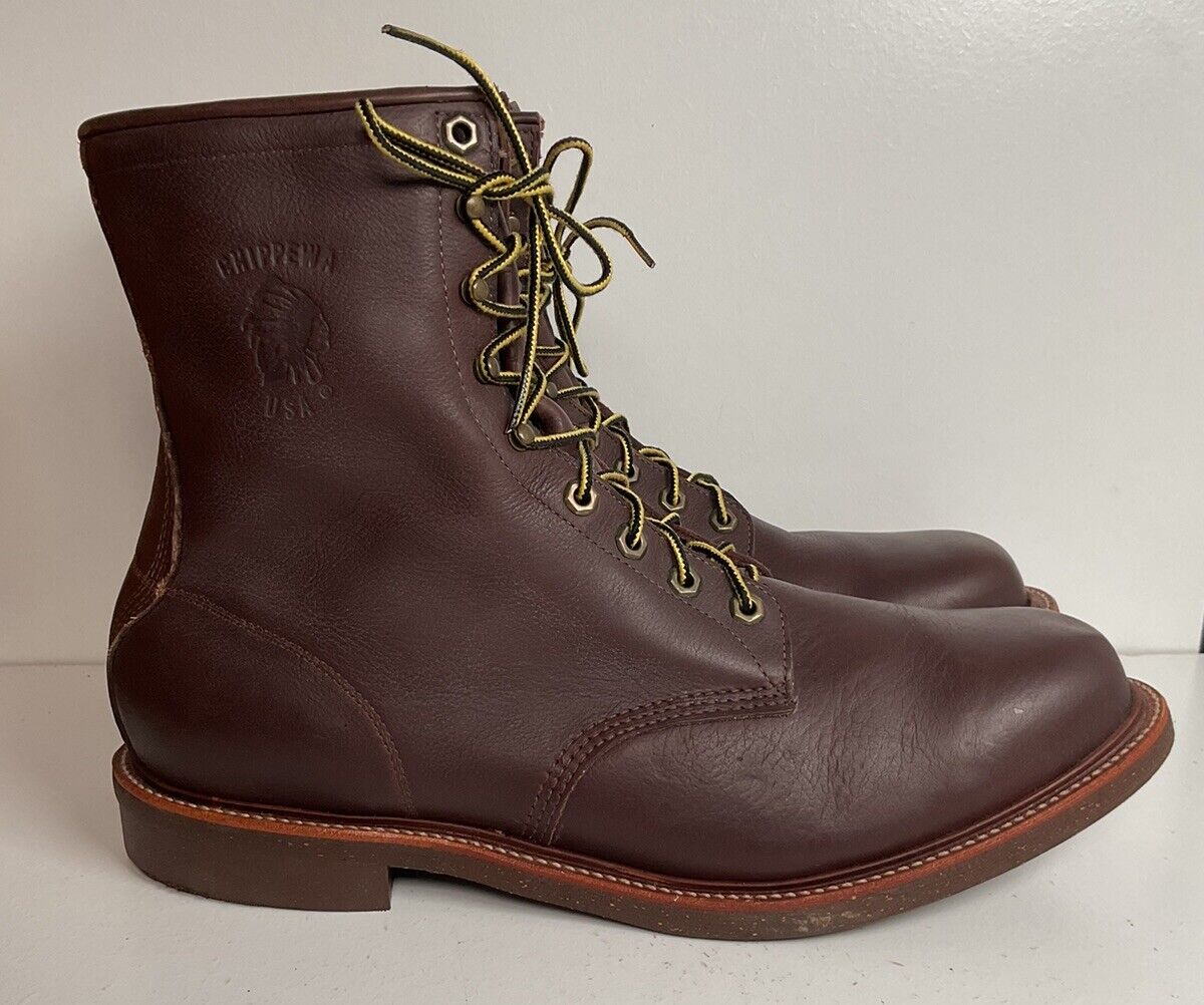 Vintage Chippewa Cork Sole Leather Boots 14 E Old Label Soft Toe