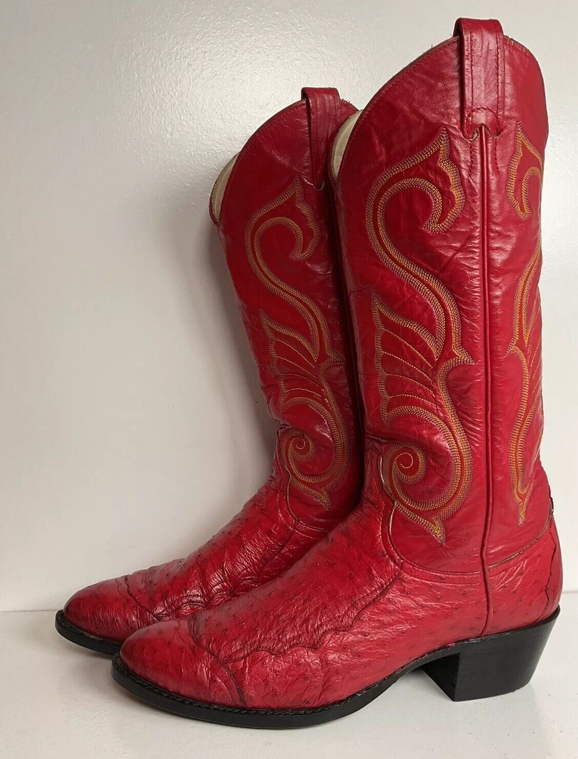 Larry Mahan vintage cowboy boots leather/ostrich size 9 outlets women / size 8 men