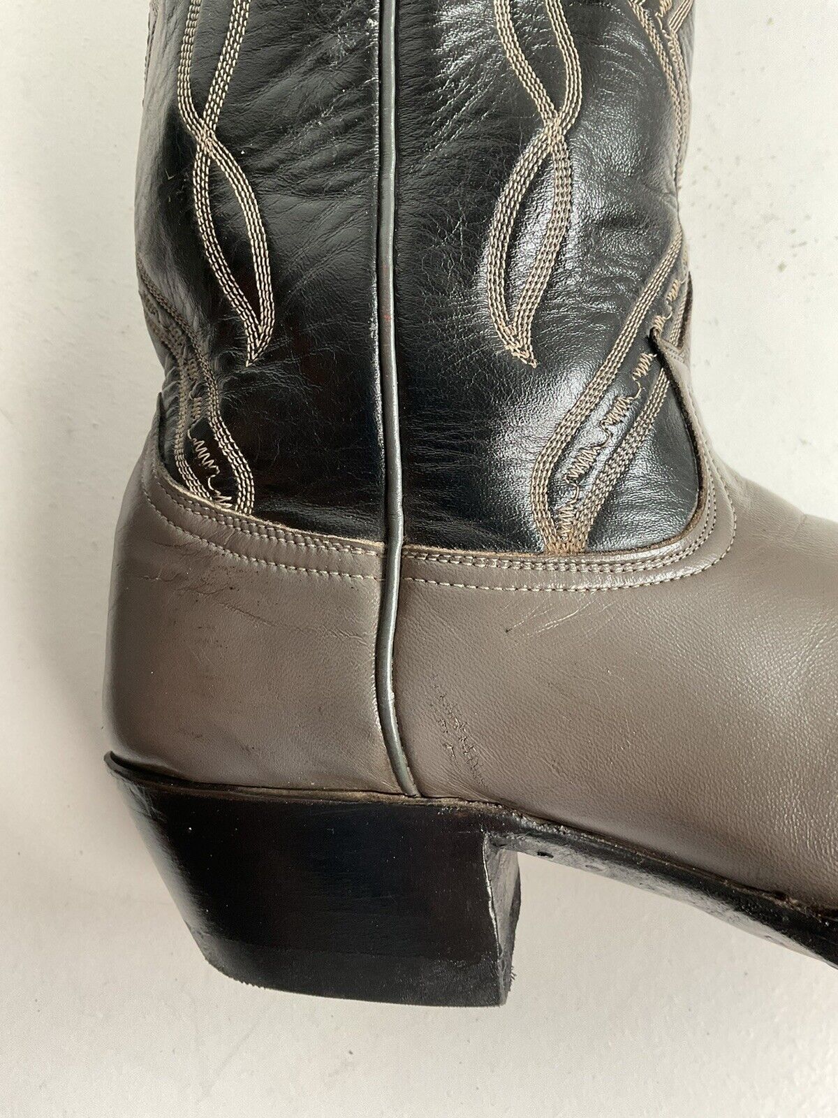 Vintage Tony Lama Grey Lizard Wingtip Cowboy Boots 9 D Gold Label Recraft