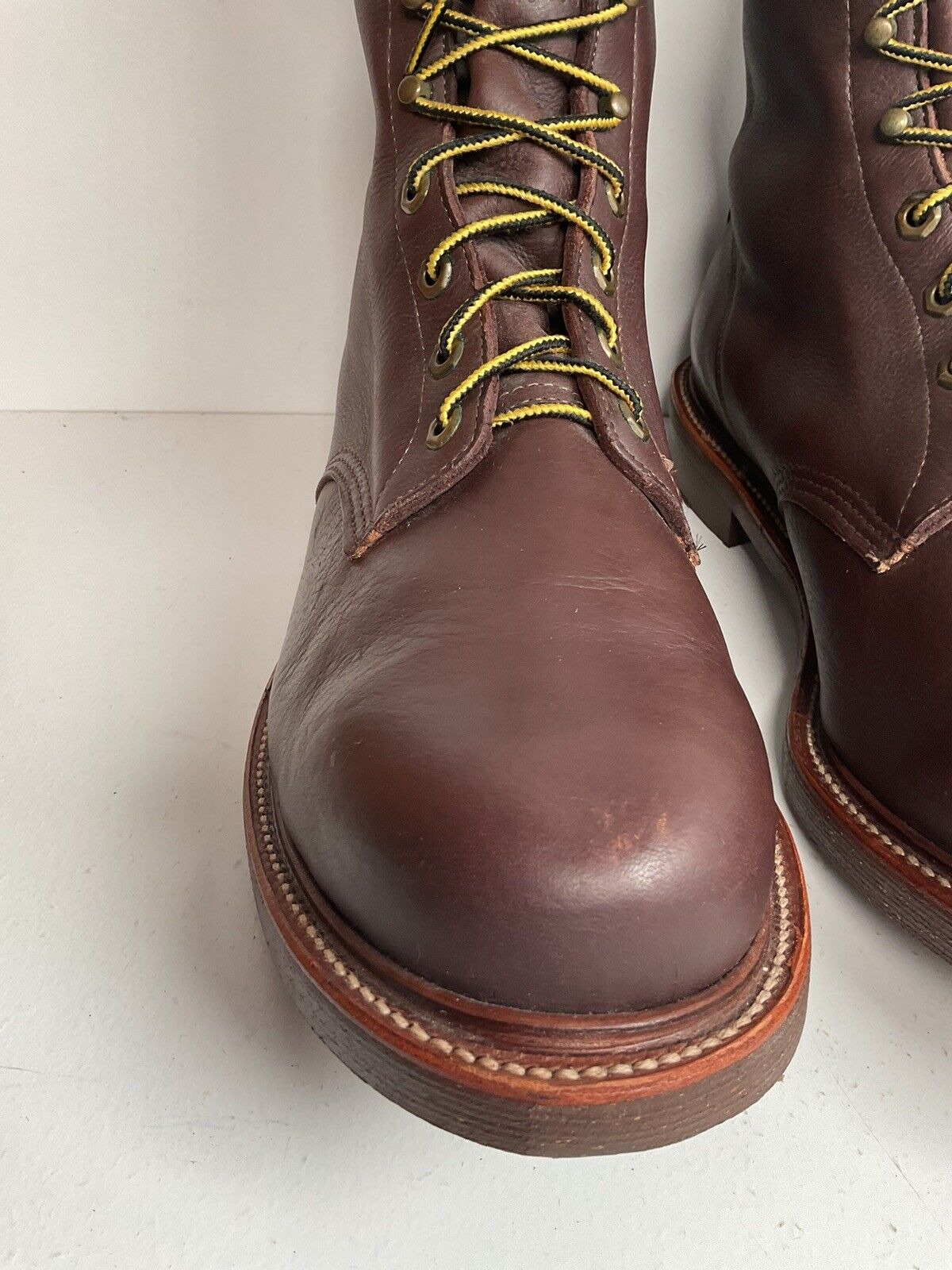 Vintage Chippewa Cork Sole Leather Boots 14 E Old Label Soft Toe