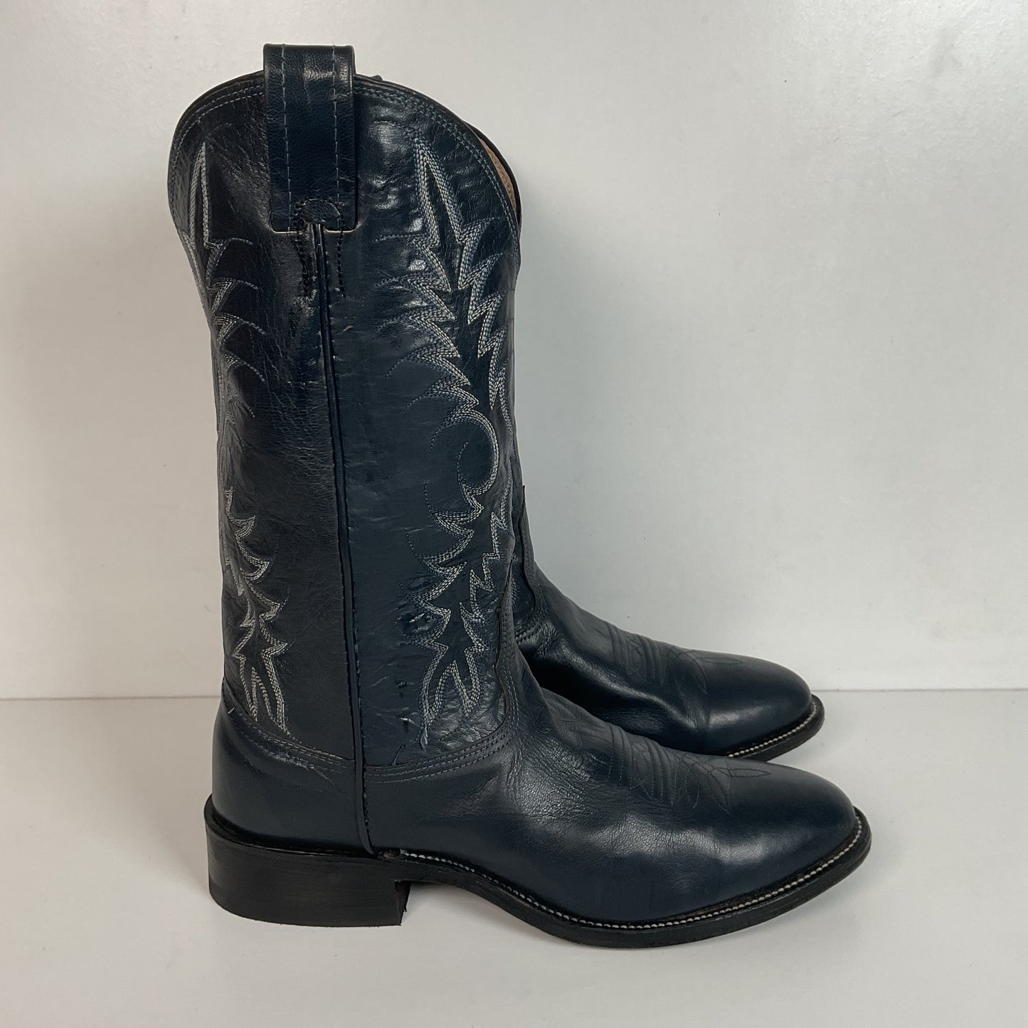 Vintage Nocona Navy Blue Cowgirl Boots Men’s 8 Wide | Women’s 9 USA Made