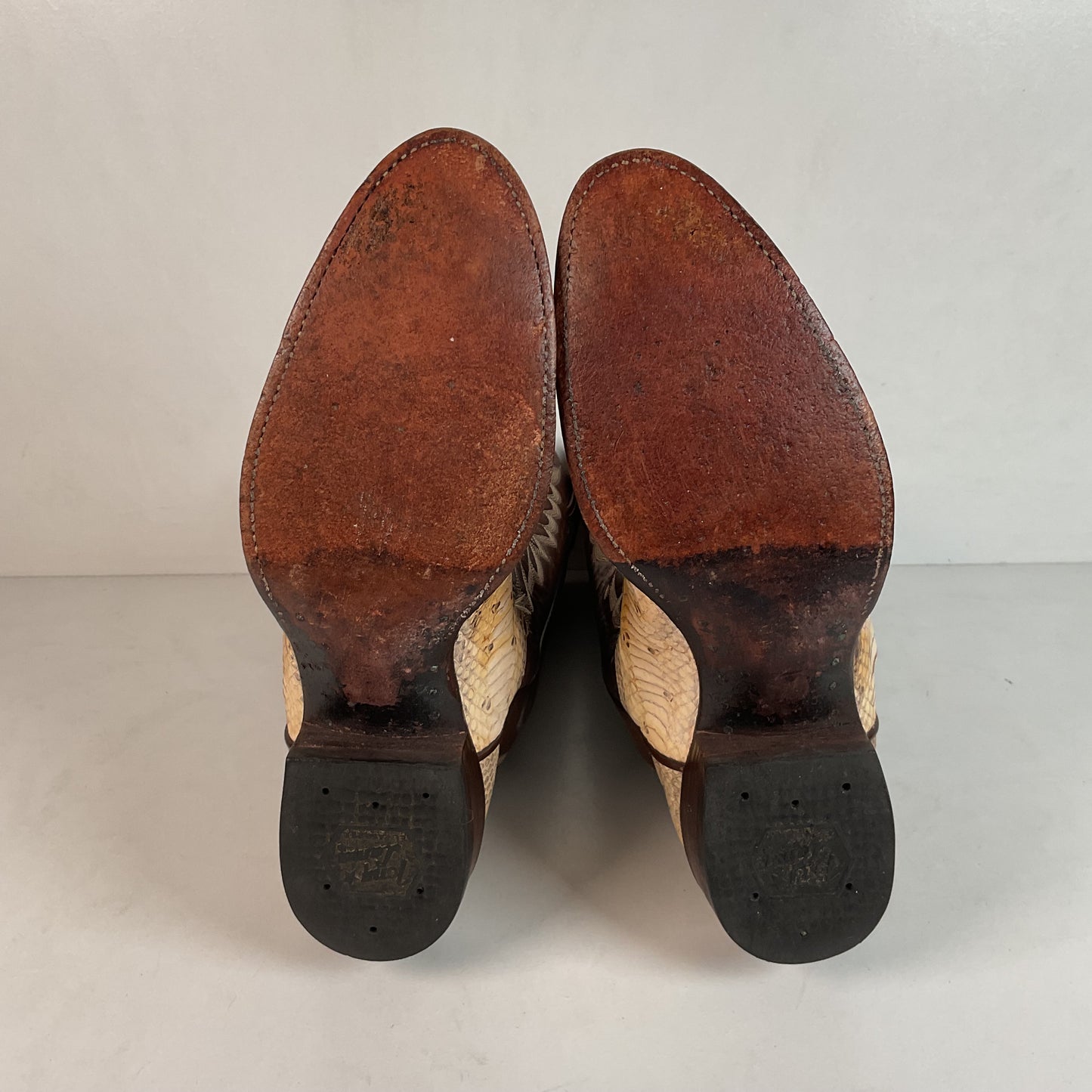 Vintage Tony Lama Water Snake Cowboy Boots 9 D Gold Label Snakeskin