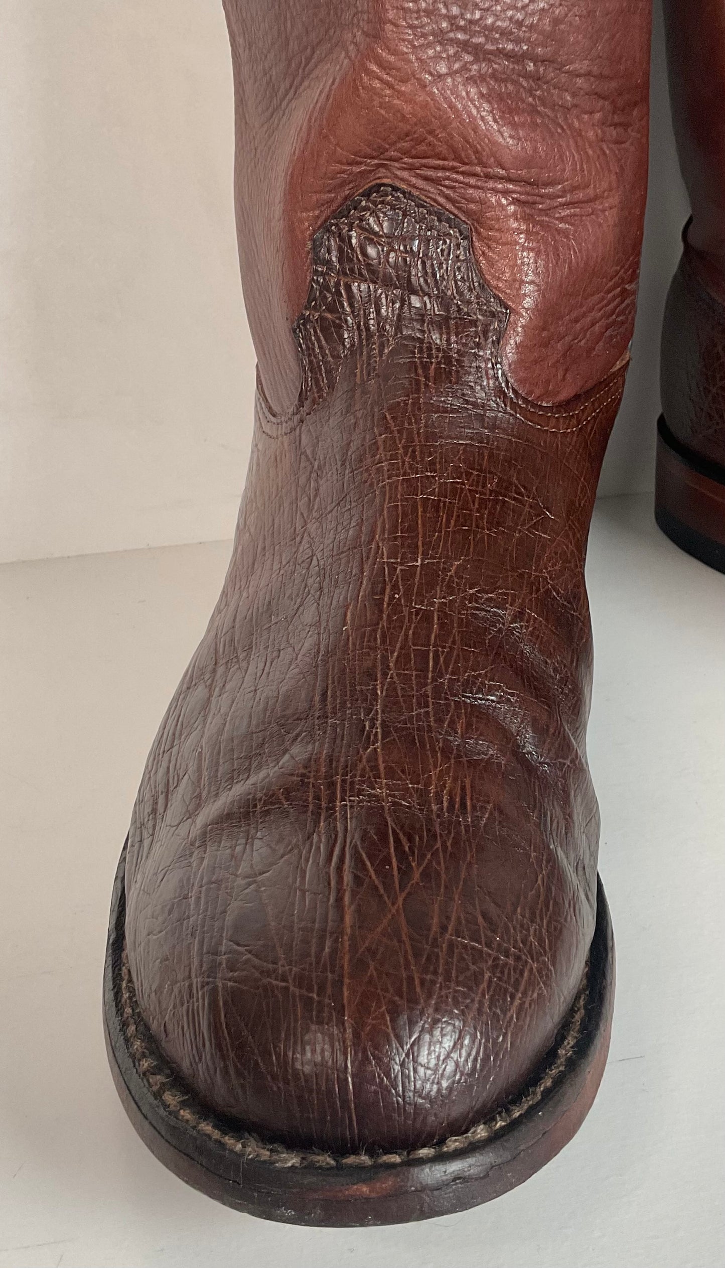 Vintage Larry Mahan Smooth Ostrich Roper Boots 12 D Exotic