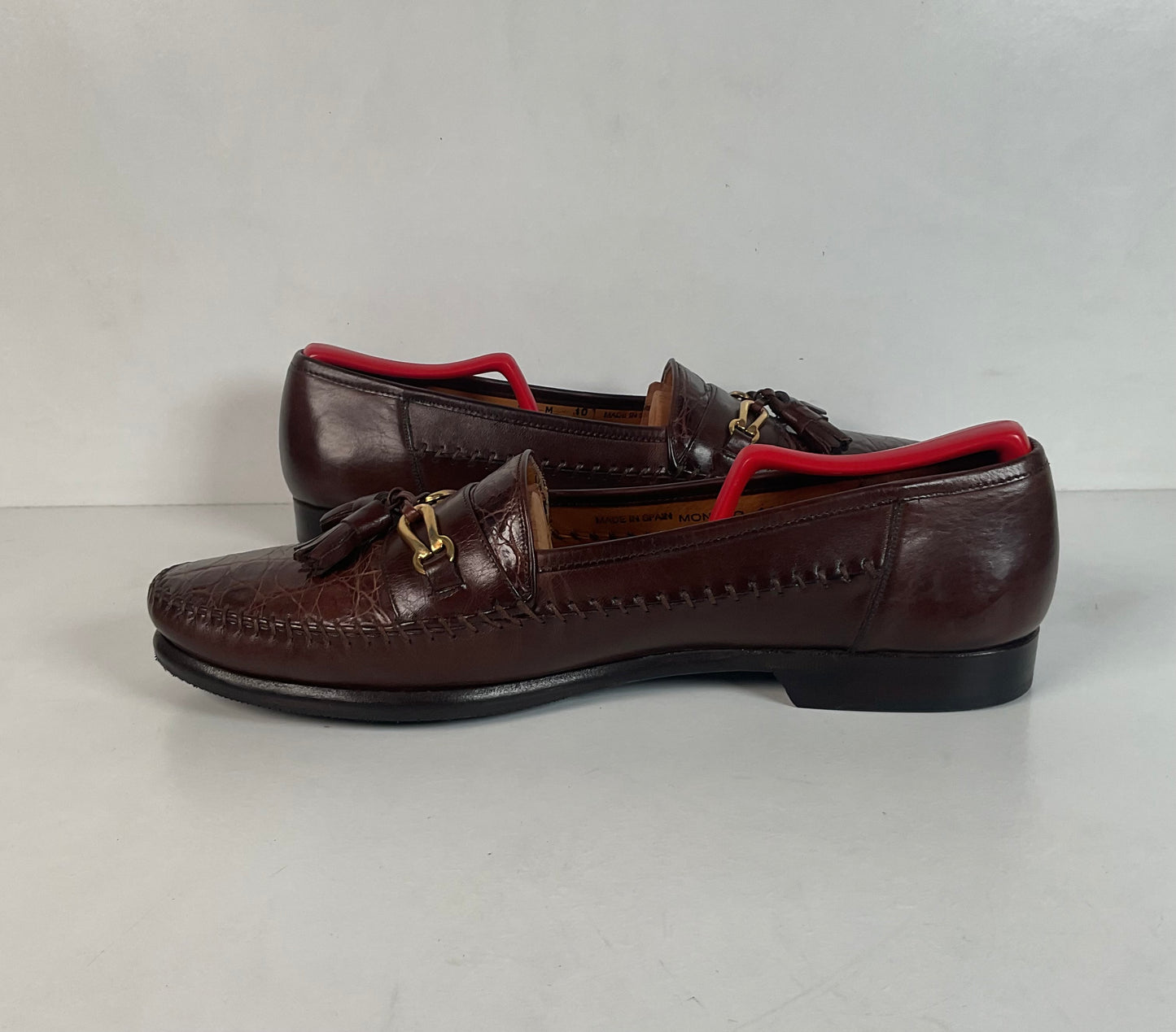 Recrafted Mezlan Crocodile Tassel Loafers 10 M Moc Toe
