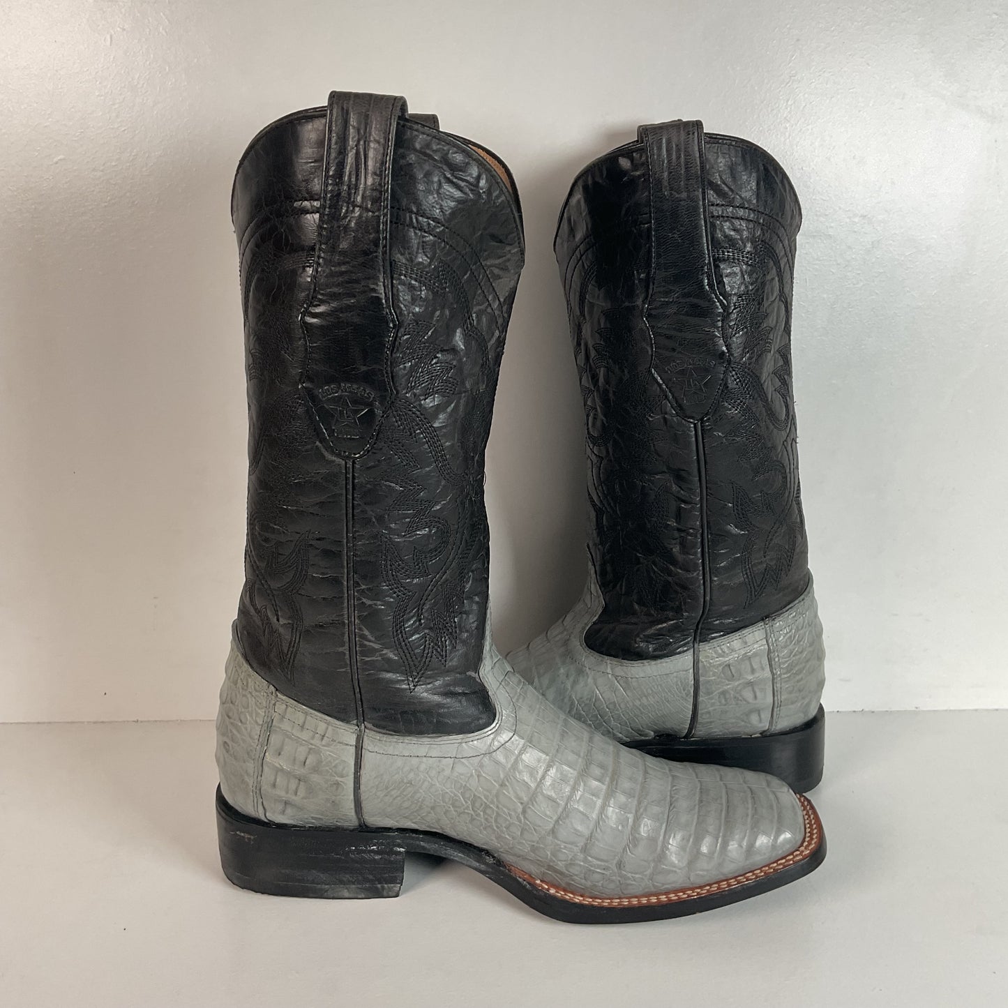 Los Altos Grey Caiman Crocodile Cowboy Boots 9 EE Exotic Belly Cut