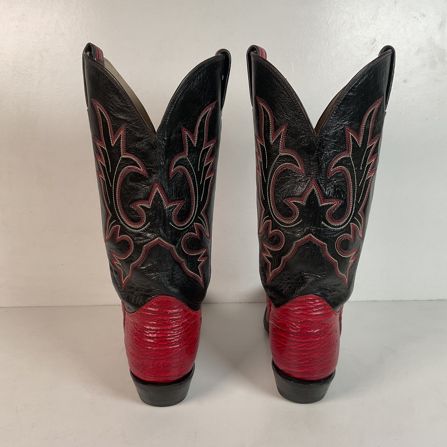 Vintage Hondo Shark Skin Cowgirl Boots 7.5 B Exotic Cherry Red