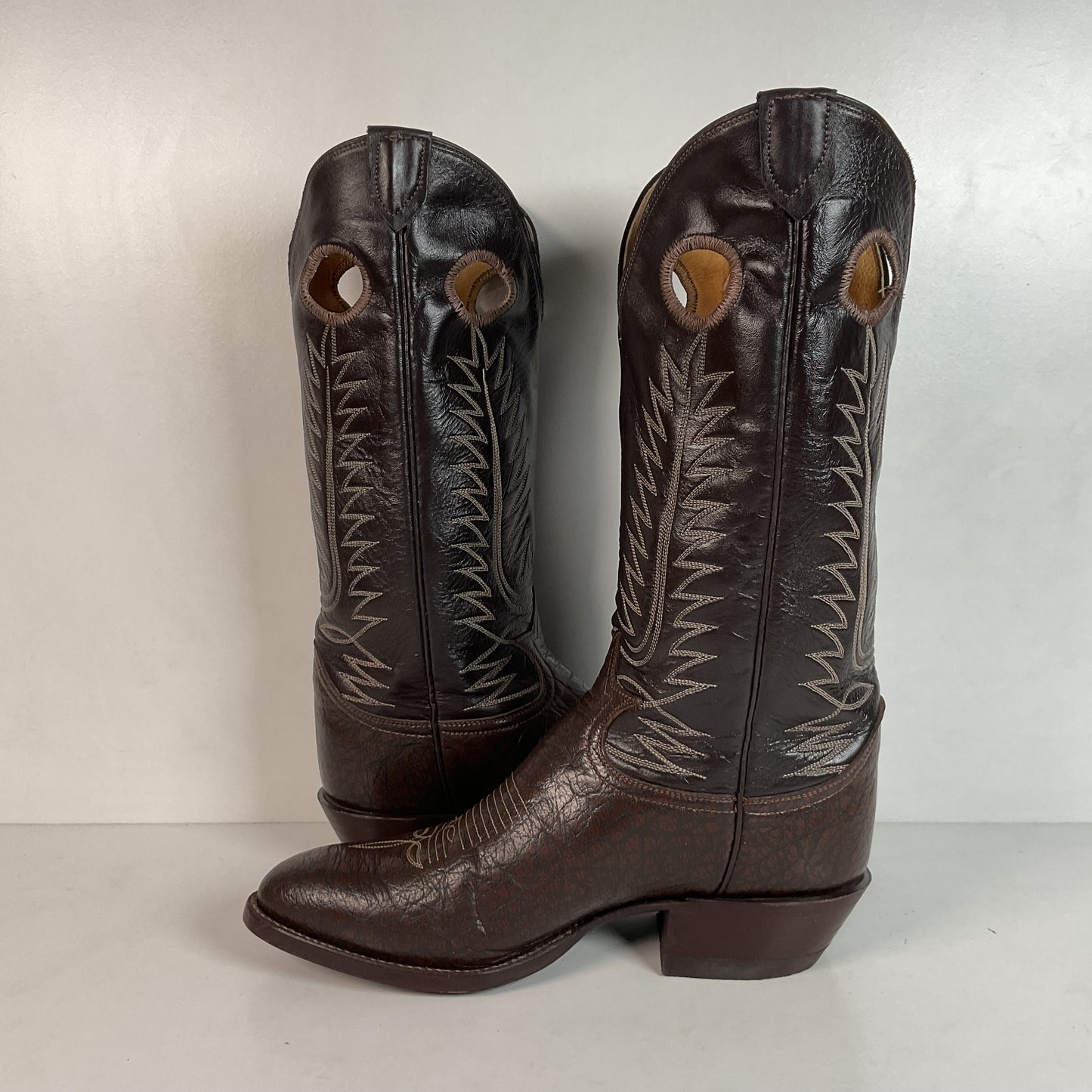 Vintage Tony Lama Caribou Cowboy Boots 8.5 EE Gold Label Exotic Buckaroo