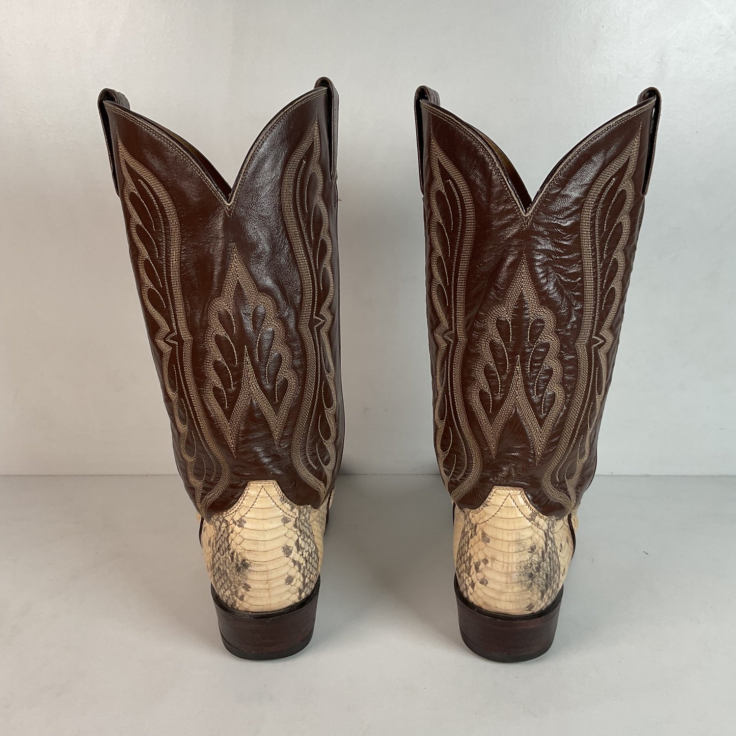 Vintage Tony Lama Water Snake Cowboy Boots 9 D Gold Label Snakeskin