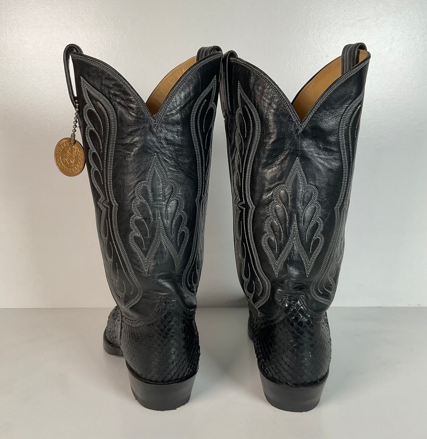 Vintage Tony Lama Anaconda Cowboy Boots | Snakeskin | Gold Label | Exotic | 9 D